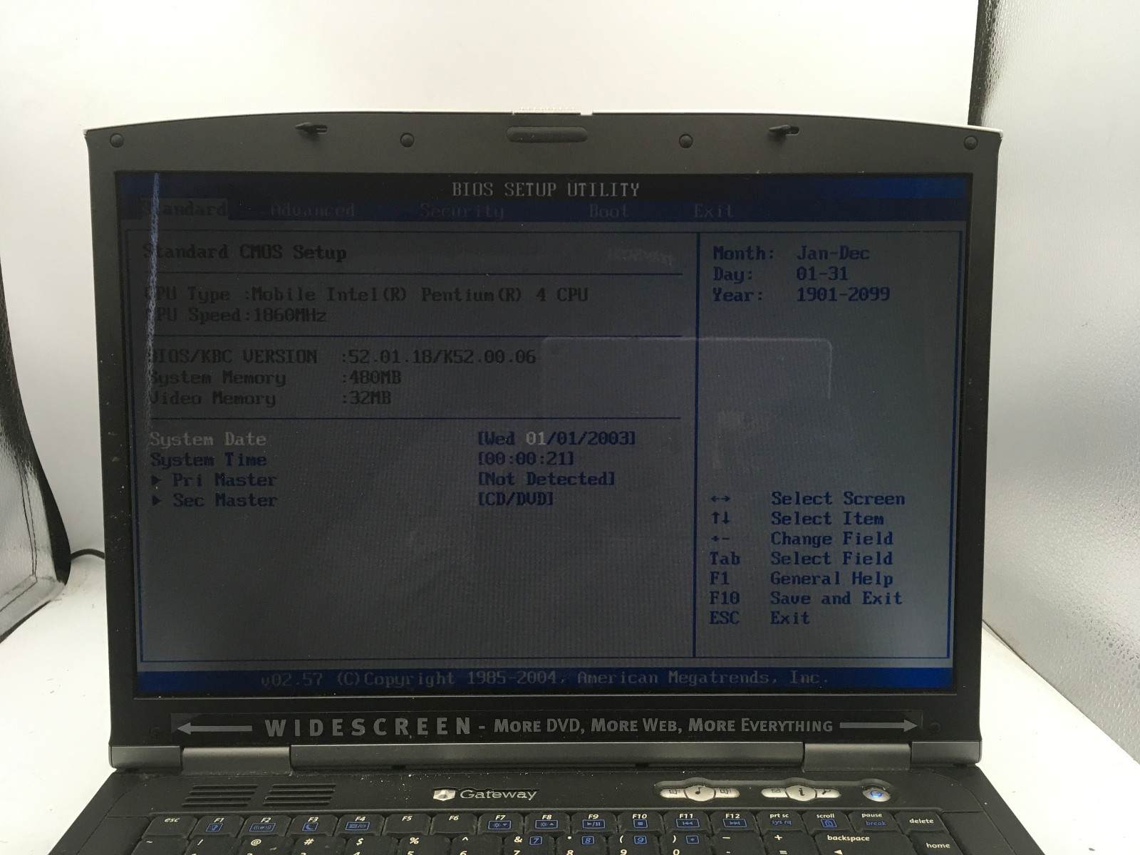GATEWAY 7330 – BOOTS TO BIOS – INTEL PENTIUM 4 – 480MB RAM -READ DESCRIPTION- BB