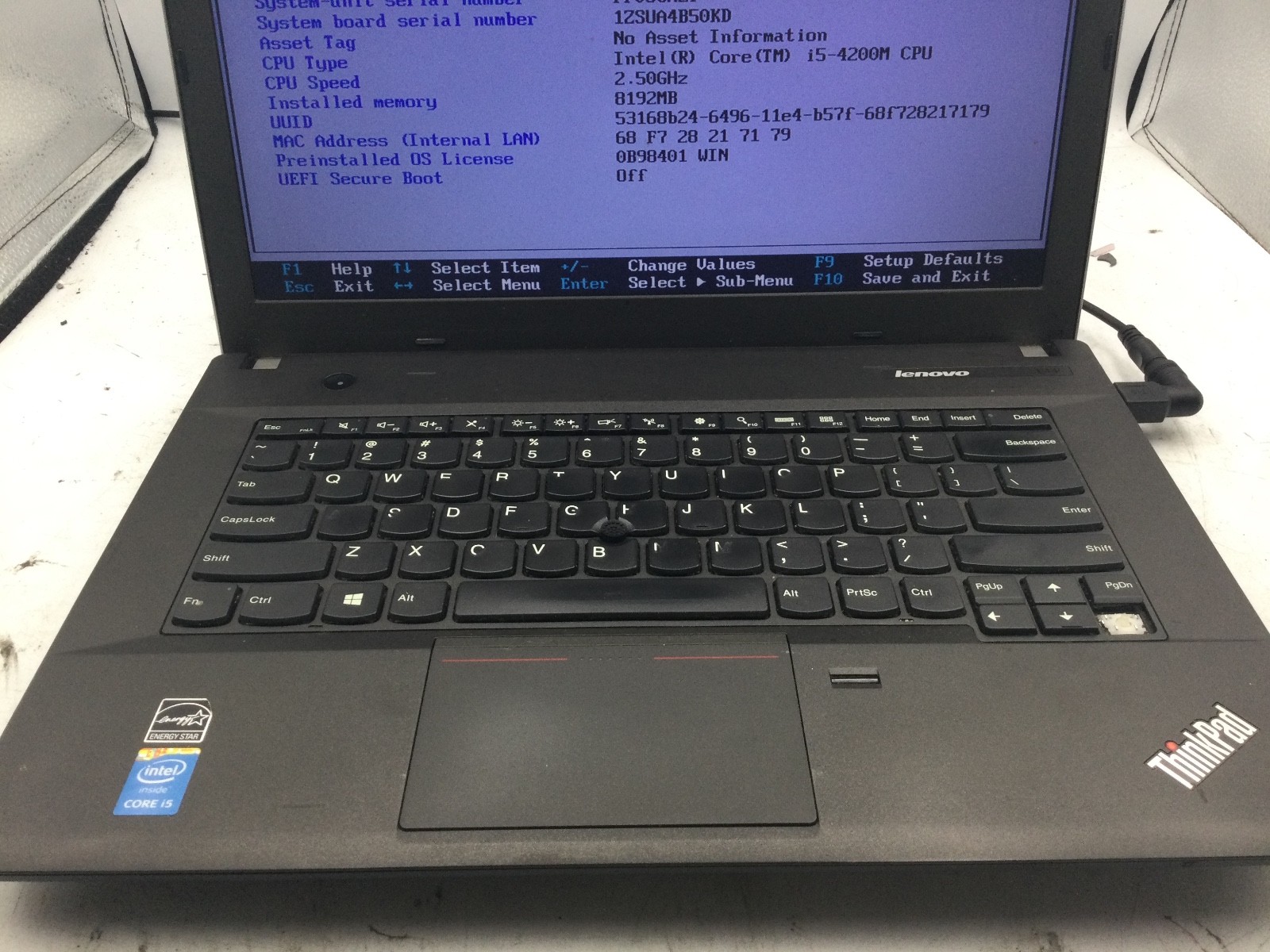 LENOVO THINKPAD E440 – BOOTS TO BIOS – INTEL 15 4200 – 8GB RAM – 14″ – READ – BB