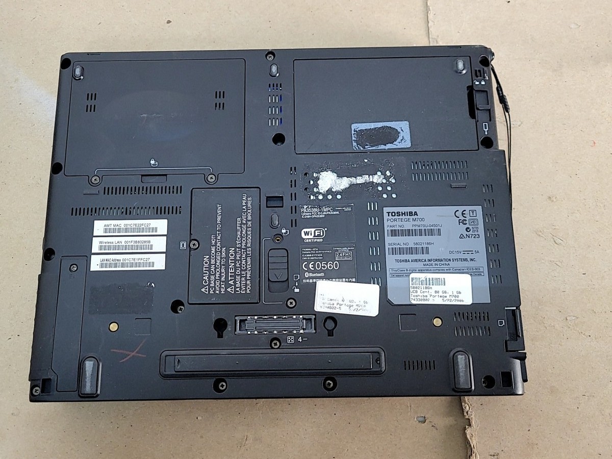 TOSHIBA PORTEGE M700 PPM70U-04501J 12″ Laptop CORE2 DUO T7500 1GB SEE NOTES