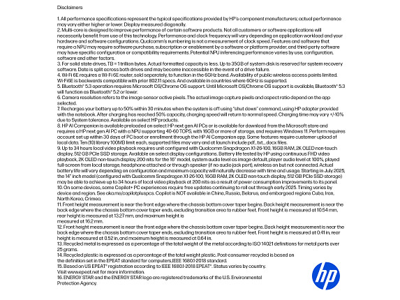 HP OmniBook 5 Laptop Computer 16″ 2K Touch Screen Snapdragon X Plus 32 GB