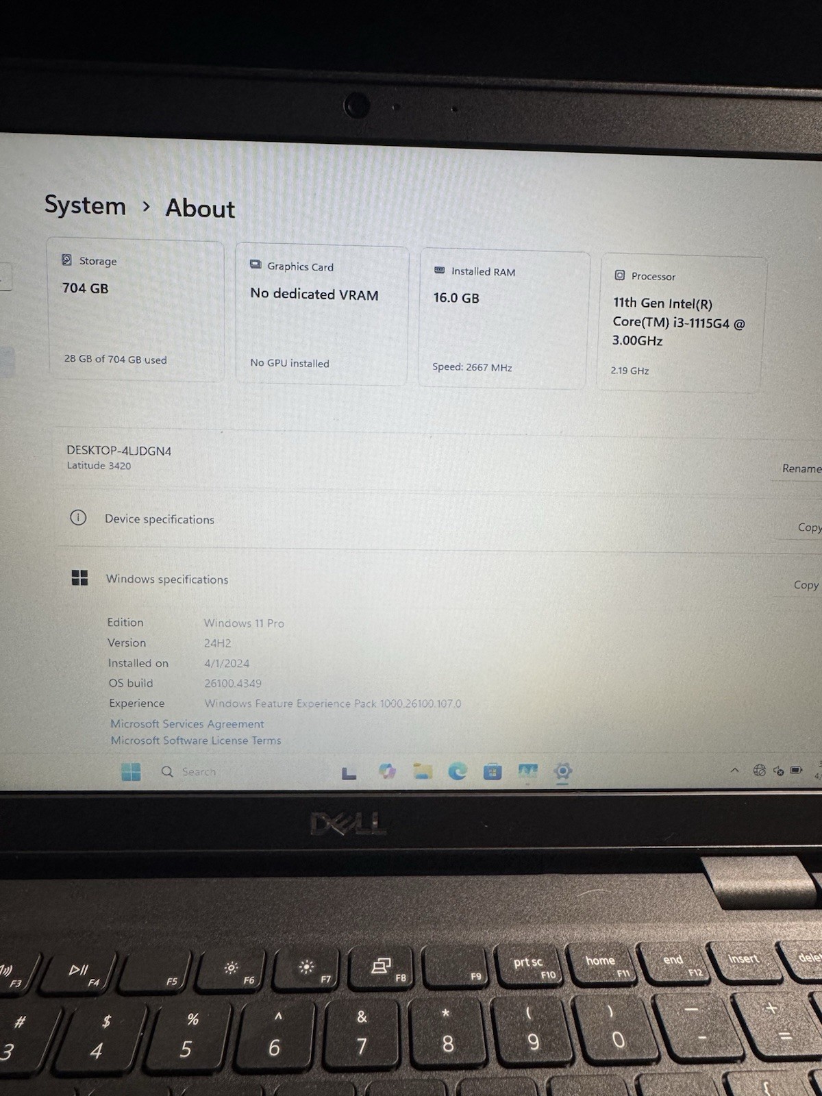 Dell Latitude 3420 14″ Laptop i3-1115G4 16GB RAM 256 SSD + 500GB HDD Win 11 Pro