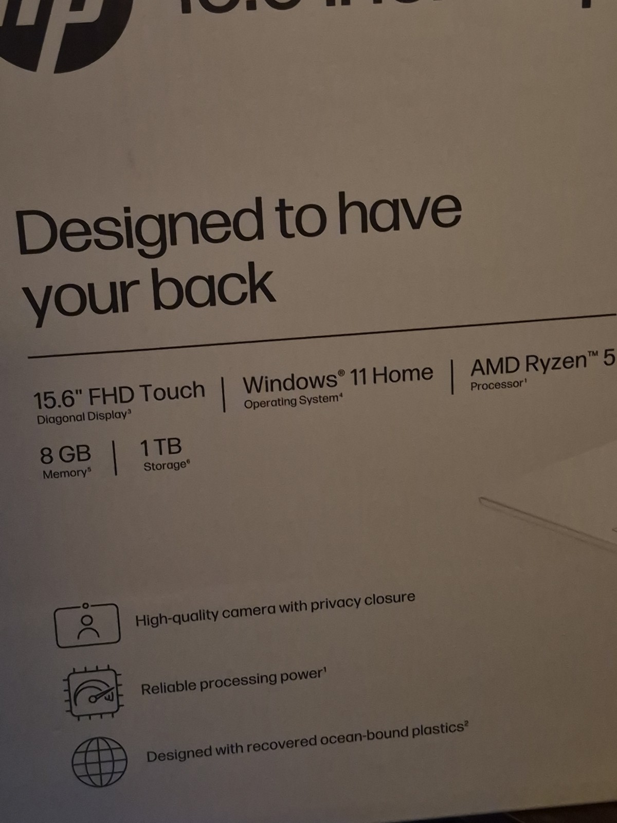 HP 15.6″ FHD IPS Touch Windows Laptop AMD Ryzen 5 7520U 8GB R 1TB SSD Silver