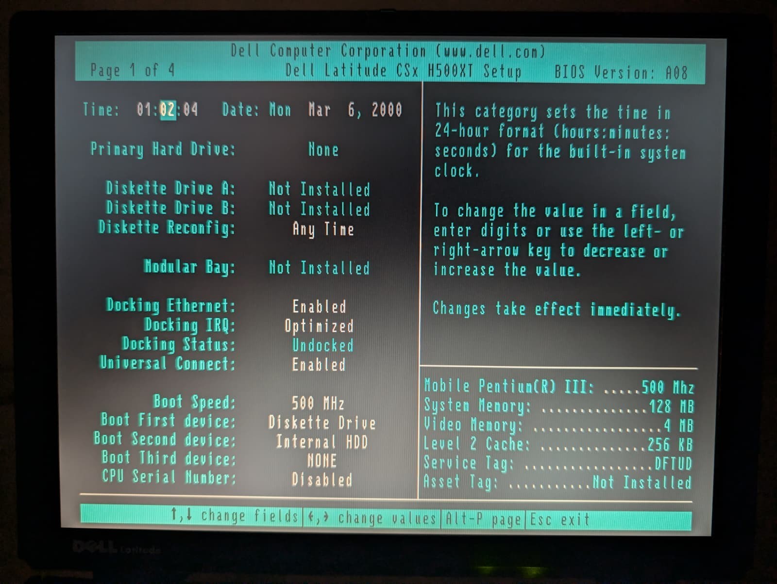 Read! Dell Latitude CSX | Intel Pentium III 128MB RAM NO HDD | Boots to Bios