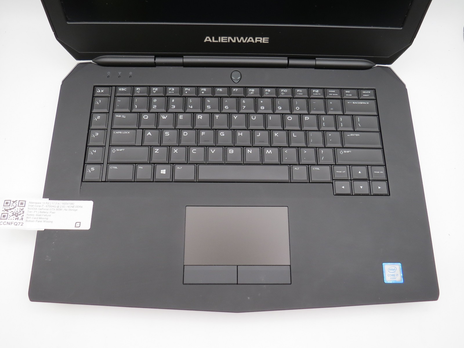 Alienware 15 R2 | i7-6700HQ @ 2.6GHz | GeForce GTX 965M | No RAM/HDD/OS/AC PARTS