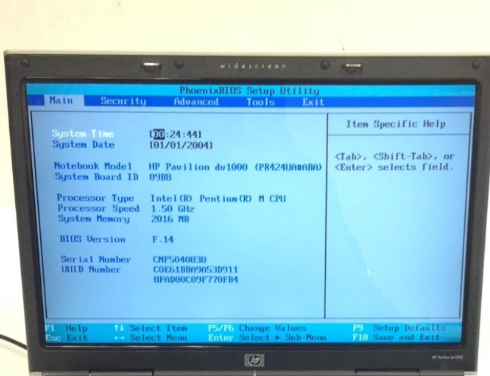 HP Pavilion DV1000 Pentium M 1.50GHz 14″ Laptop w/2GB RAM, DVDRW, Adapter, No HD