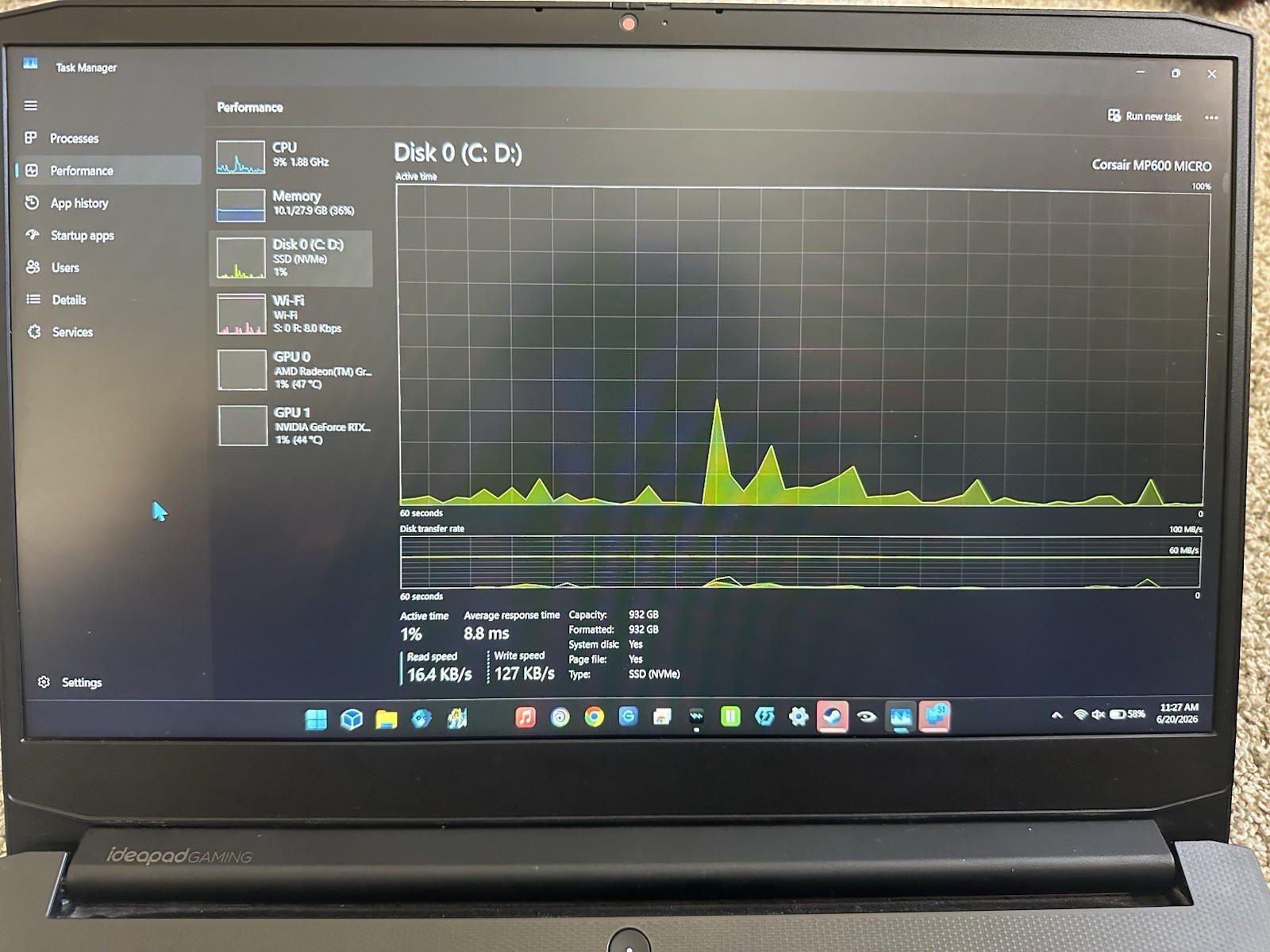 Lenovo IdeaPad Gaming 3 Laptop 32gb RAM 1Tb ssd Ryzen 5 5600H, RTX 3050 Ti,