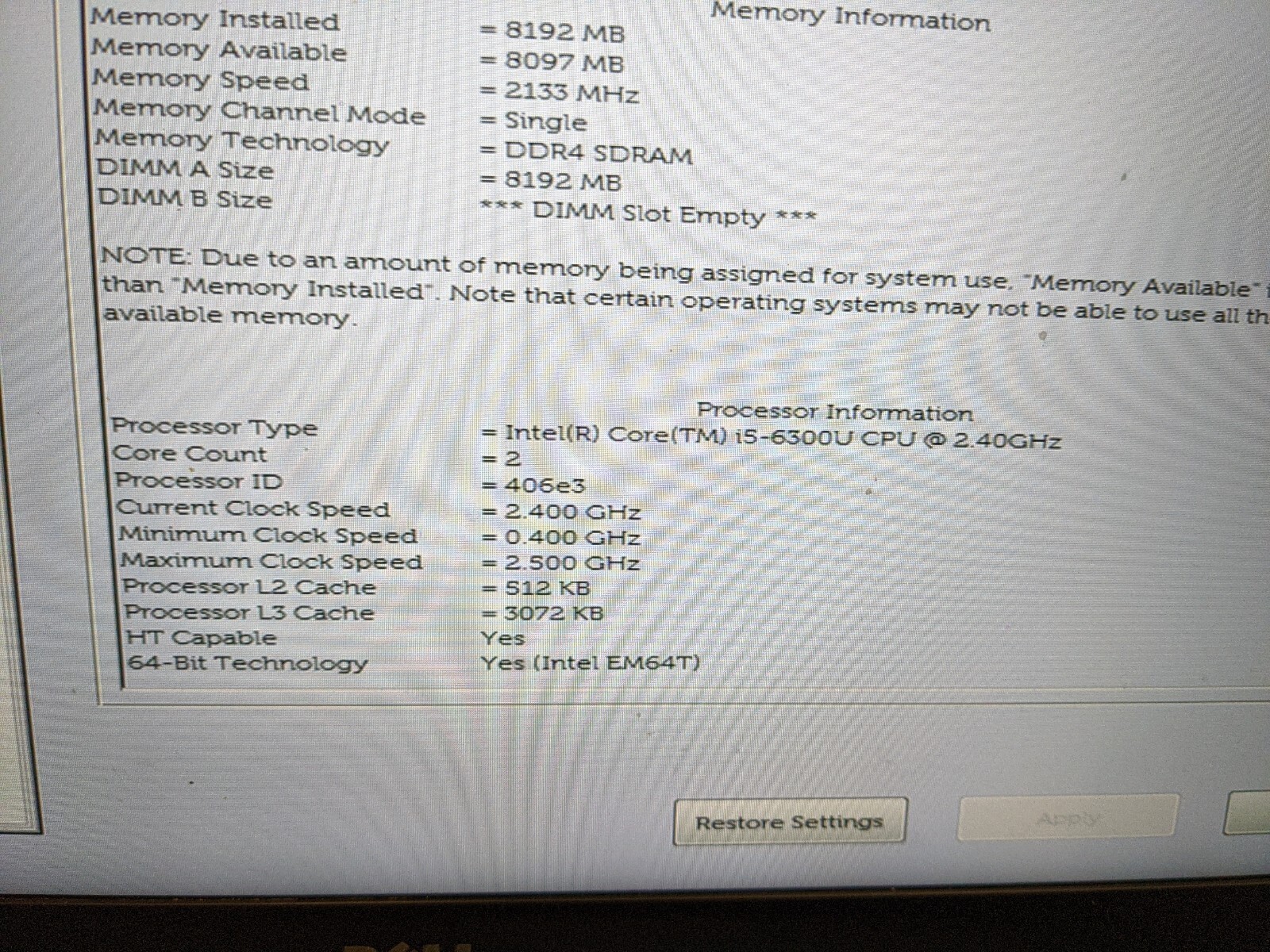 Dell Latitude E5570 Laptop Parts/Repair Core i5-6300U 2.4GHz 8GB RAM NO HD/batt