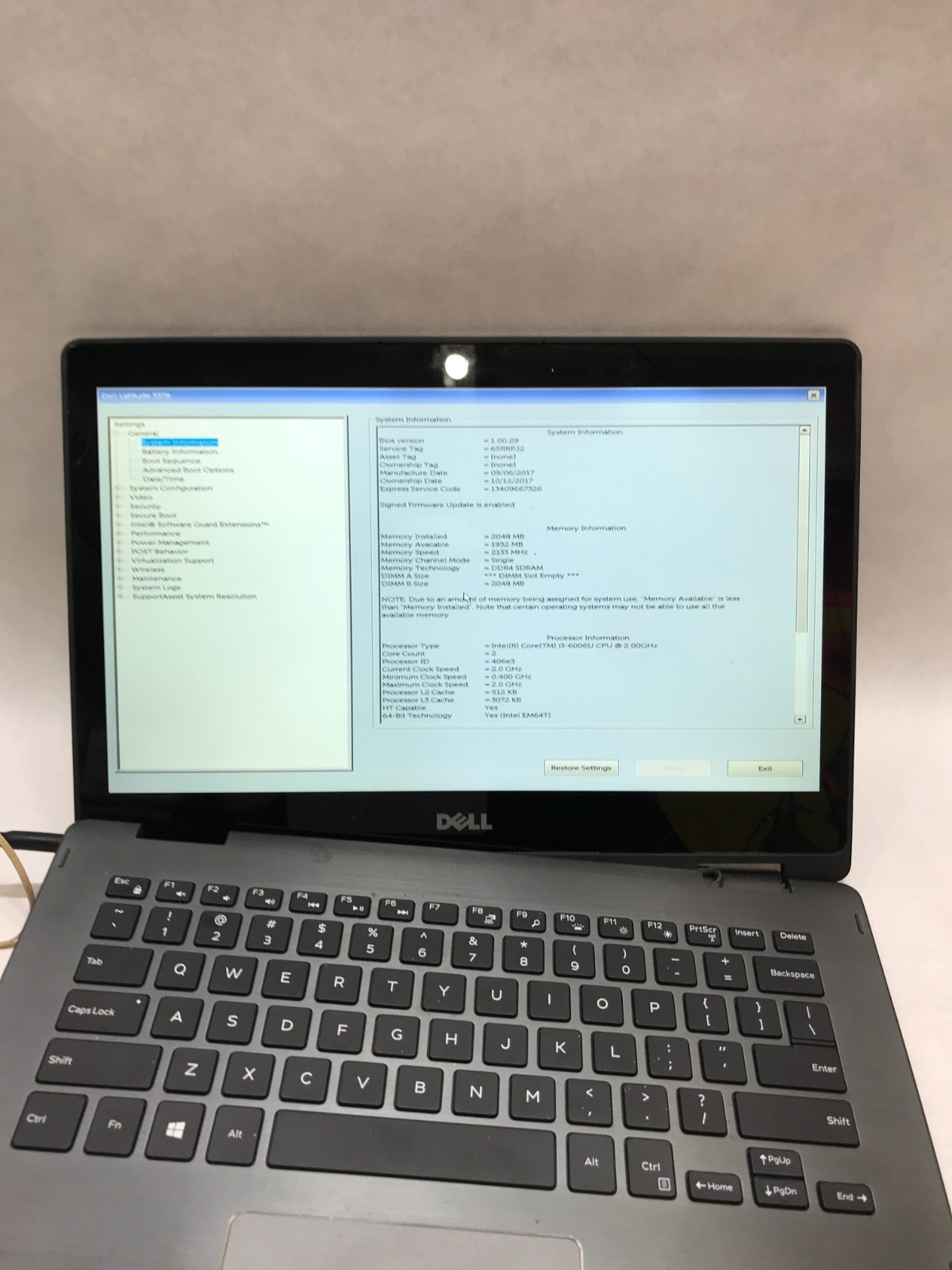 Dell Latitude 3379 13″ Intel Core i3 NO RAM NO HDD/OS For Parts READ DESC!! – DW