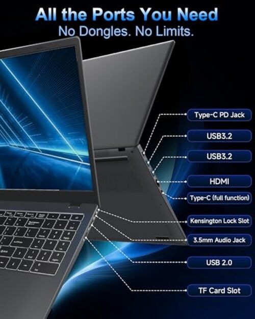 15.6″ Laptop, 12GB LPDDR5 RAM, 256GB SSD, Laptop Computer with N95 Quad