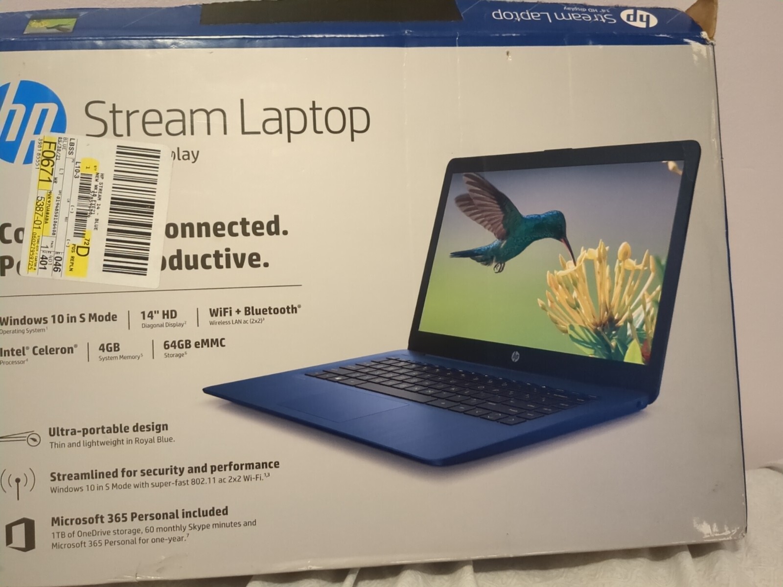 HP 14 Laptop Intel Dual Core 2.6GHz 64GB SSD 4GB RAM Windows 10 Webcam Mic BLUE