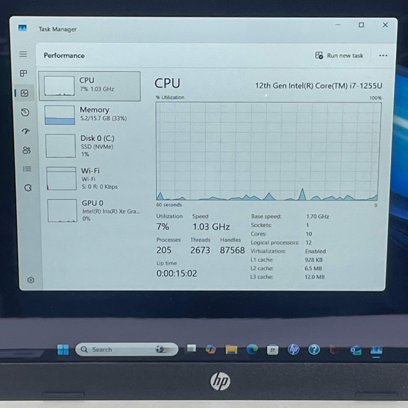 HP Laptop 15-DY5073DX 15.6″ i7-1255U 1.7GHz 16GB RAM 512GB SSD