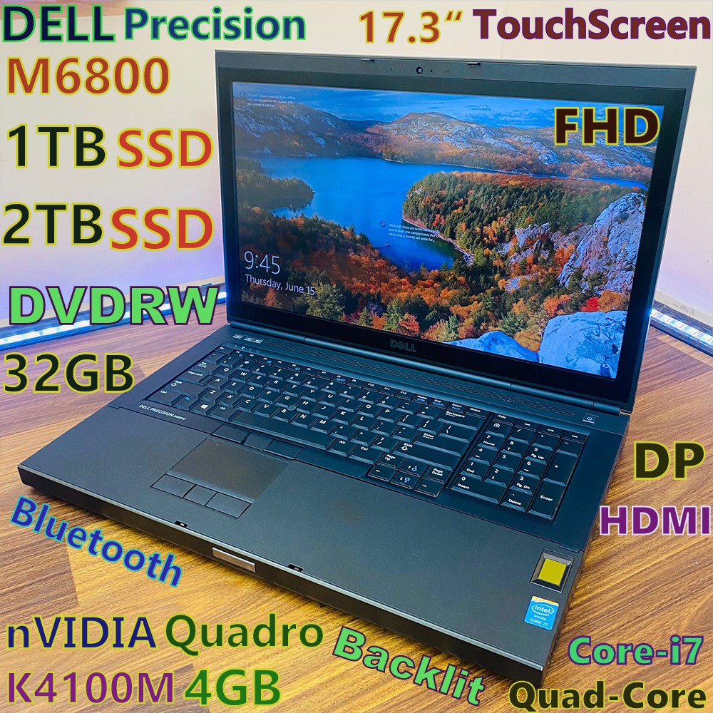 Workstation DELL M6800 17.3″ TOUCH i7-Quad FAST 3TB SSD 32GB Quadro K4100M 4GB