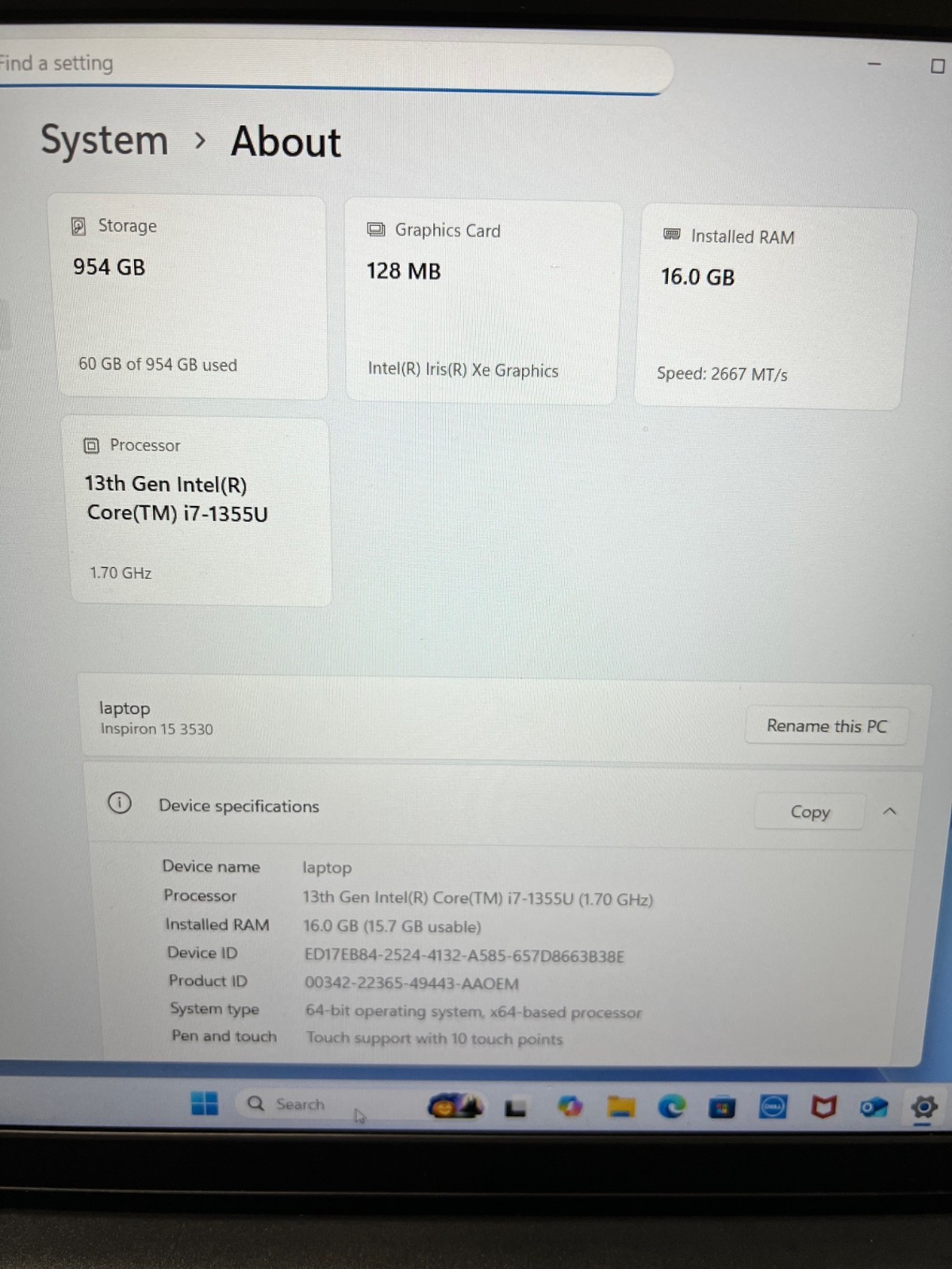 Dell Inspiron 15 3530 Laptop – 15.6″ Touchscreen, Black 16GB RAM, 1 TB SSD