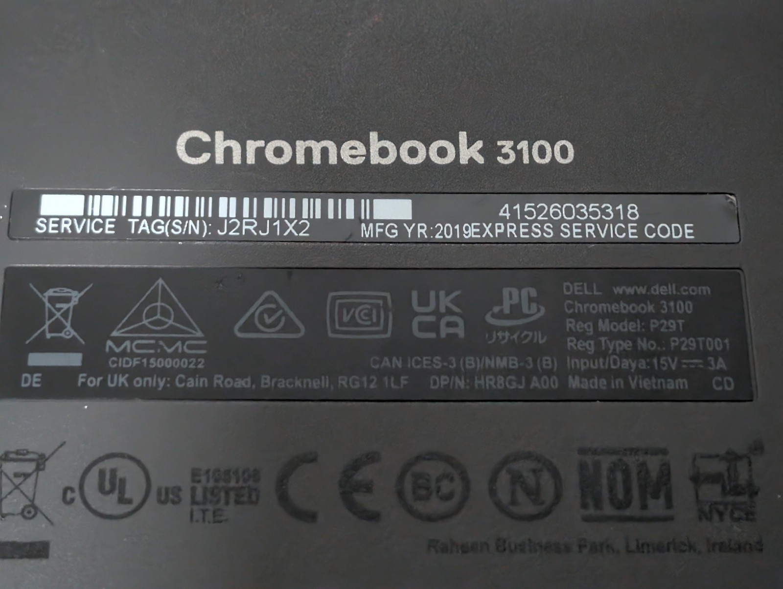 Dell Chromebook 3100 Touchscreen 32 GB 4 GB Celeron N4020 CachyOS UEFI Firmware
