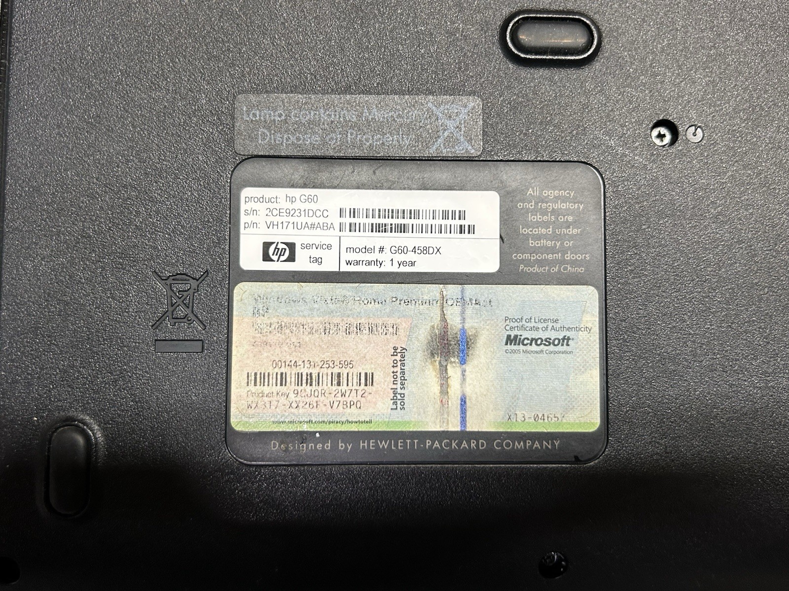 HP G60-458DX Intel Pentium Dual-Core T4300 2.1GHz 3 GB Untested