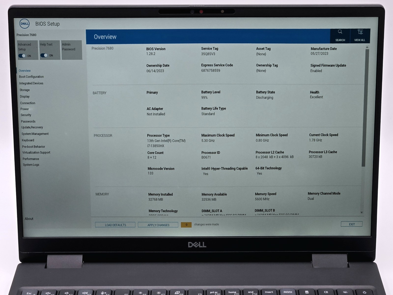 Dell Precision 7680 16″ FHD+ I7-13850HX 1TB 32GB W11P RTX A1000 6GB Laptop GPU