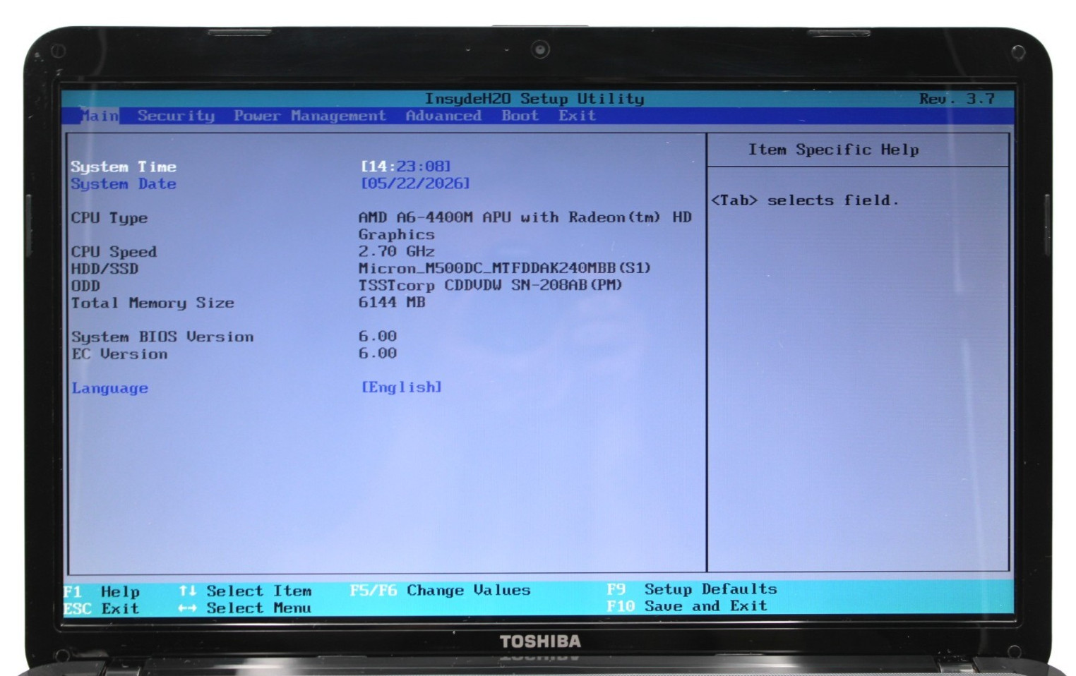 Toshiba Satellite L875D AMD A6-4400M@2.7GHz 1.25GB DDR3 240GB NO OS*USED/TESTED*