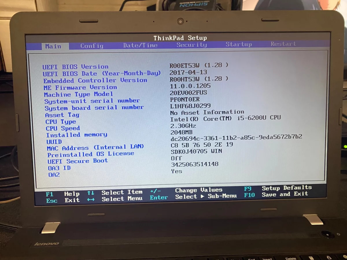 Lenovo ThinkPad E560 i5-6200U Laptop For Parts Repair