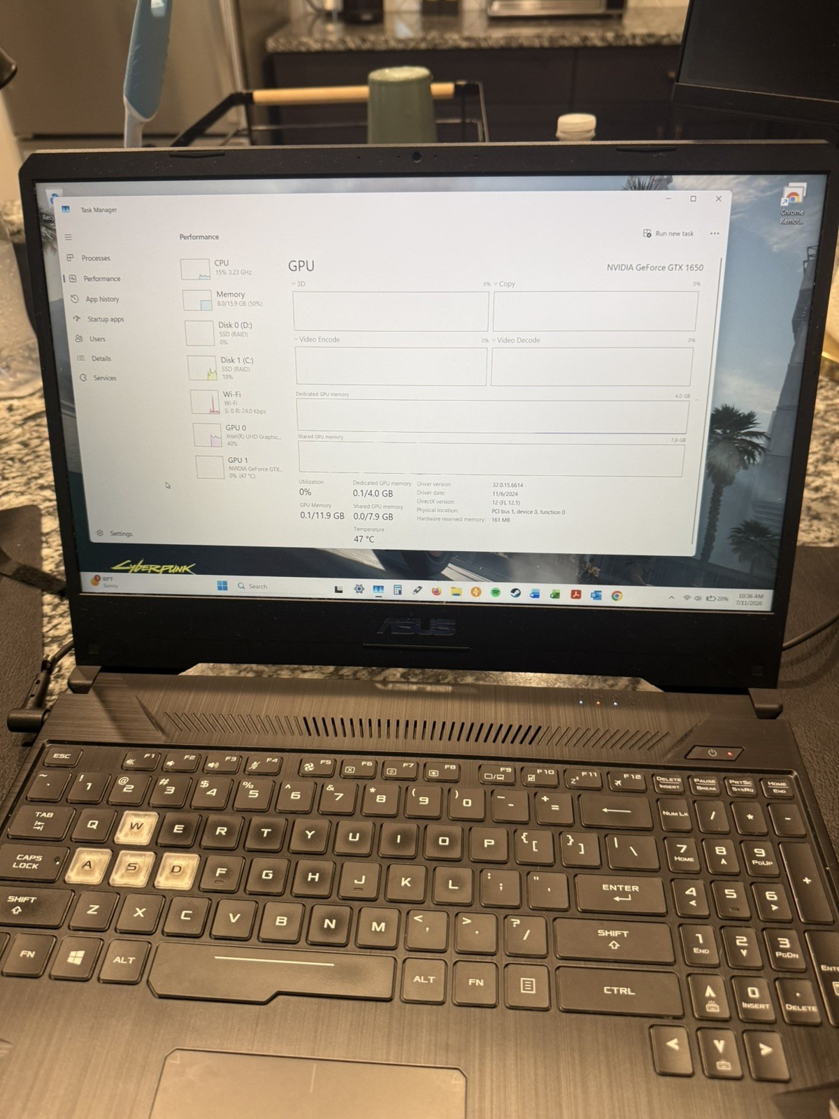 ASUS TUF FX505 15.6 inch Gaming Laptop (1TB, 16GB Ram, i7-9750H, GTX1650)