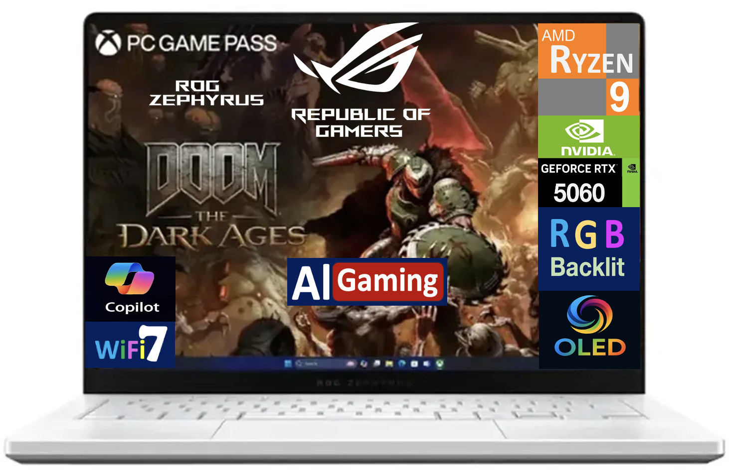 ASUS ROG Zephyrus 14″ 2880×1800 Ryzen 9 270 16GB RAM 1TB SSD RTX 5060 Win 11 Pro