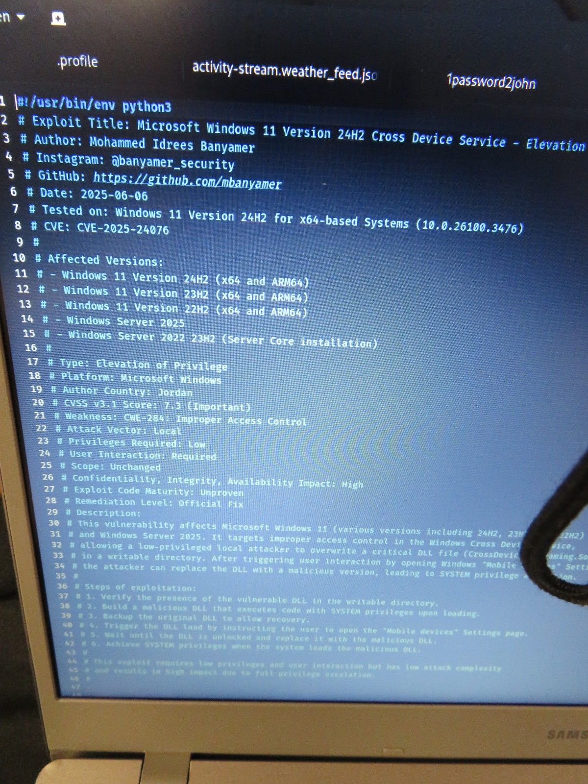 Samsuung 15.5 inch Chromebook Upgraded to KALI Linux