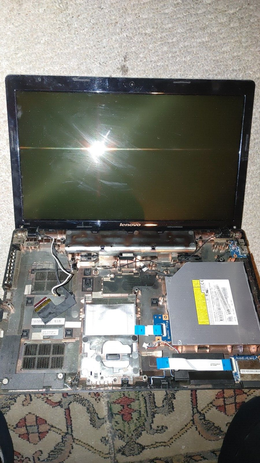 Lenovo G580 DC jack LCD display Hinges keyboard DVD caddy trackpad SD reader
