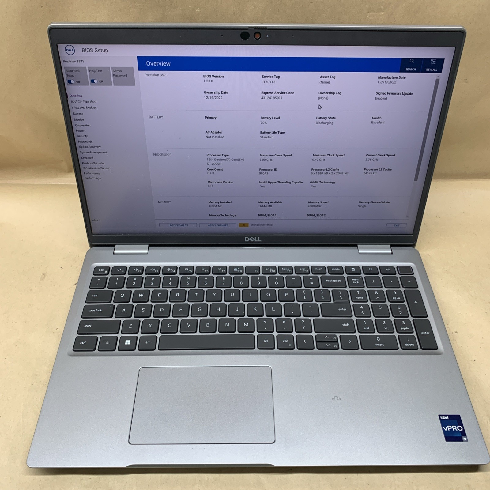 Dell Precision 3571 Intel i9-12900H 16GB RAM No SSD/OS NVIDIA RTX A10000 *READ*