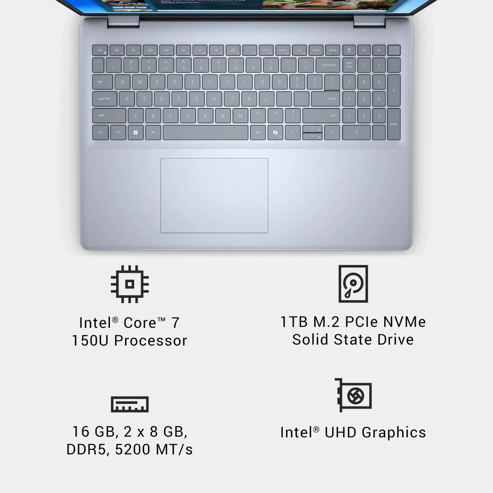 Dell 16 Laptop DC16251 – 16-inch FHD+ Touchscreen, Core 7-150U, 16GB 16884610221