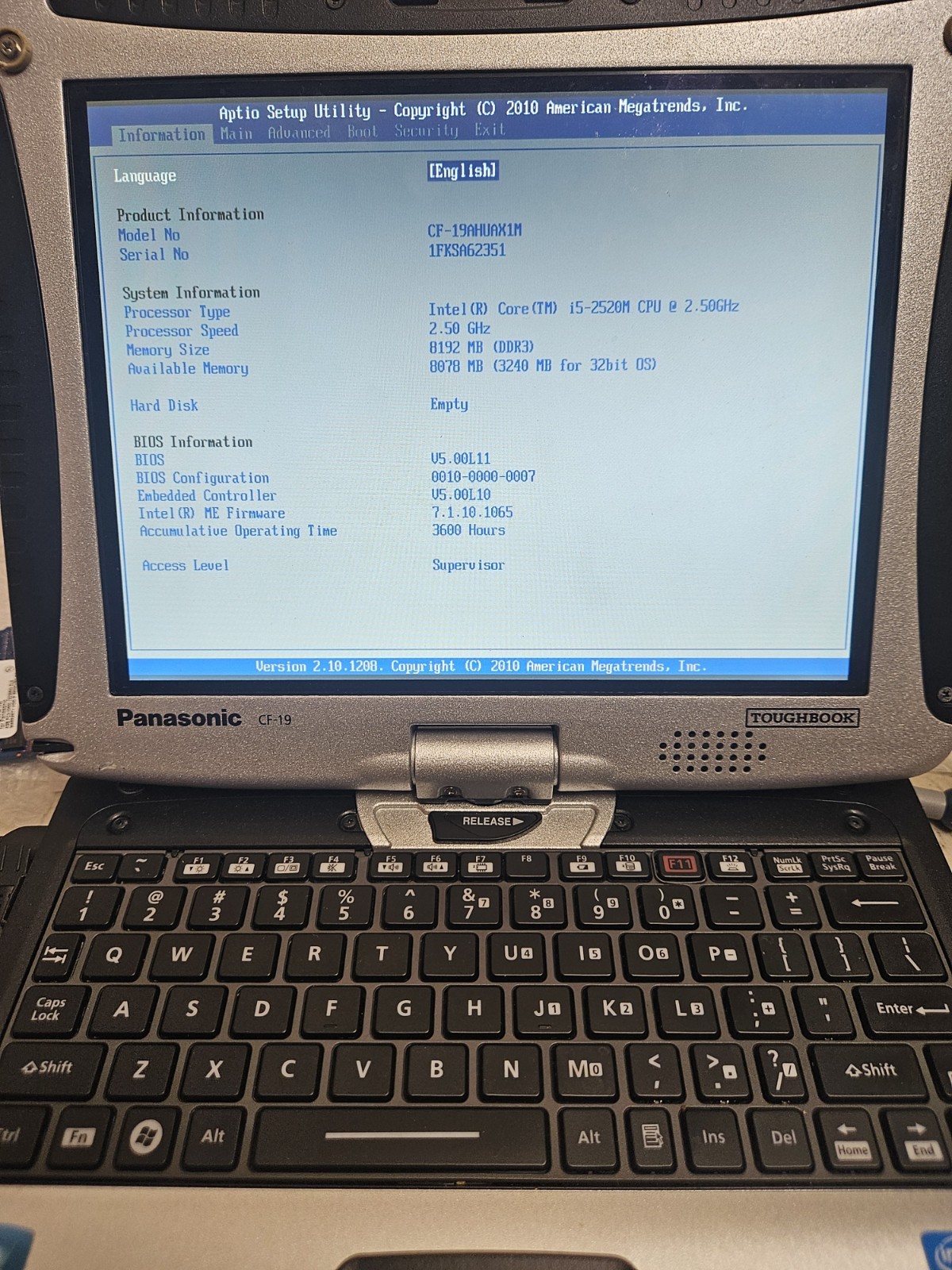 Lot Of 3 Panasonic Toughbook CF-19 MK5 i5-2520M 8GB TOUCH SCREEN NO SSD-NO OS