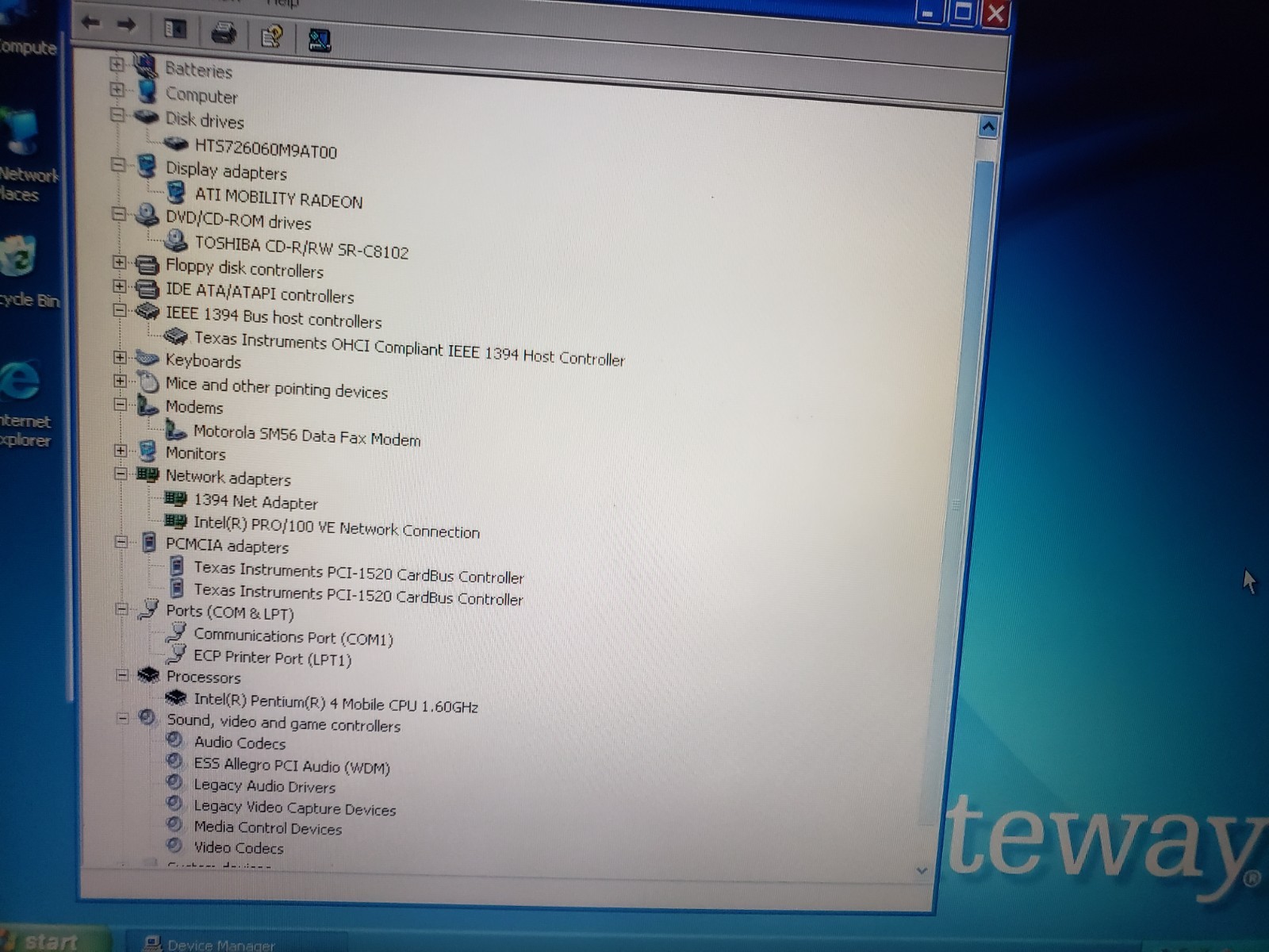 Gateway 450SX4 15″ Laptop Pentium 4 1.6GHz 512MB RAM 60GB HDD, Windows XP **READ