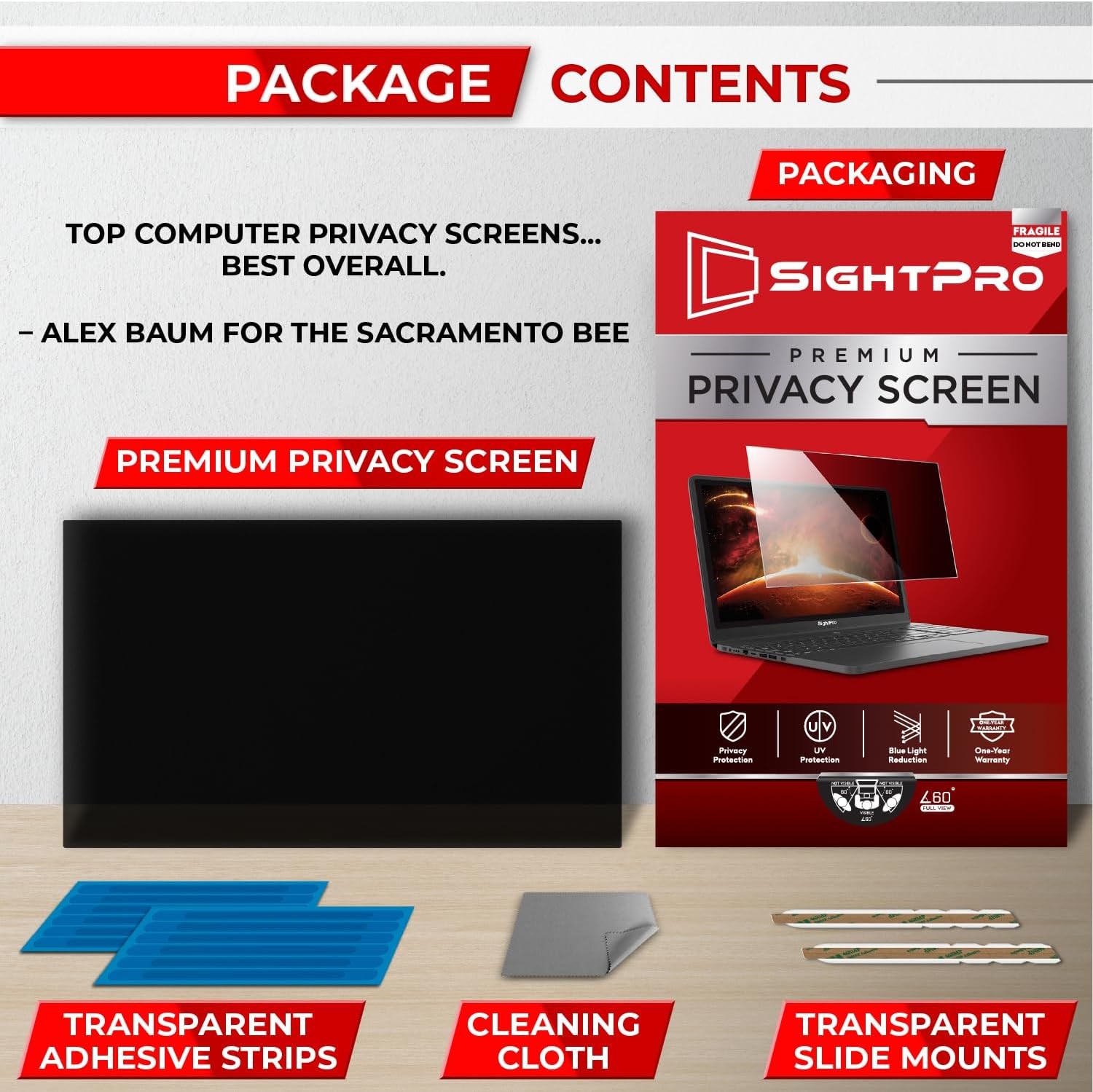 15.6 Inch 16:9 Laptop Privacy Screen Filter – Anti-Glare Protector for Monitors