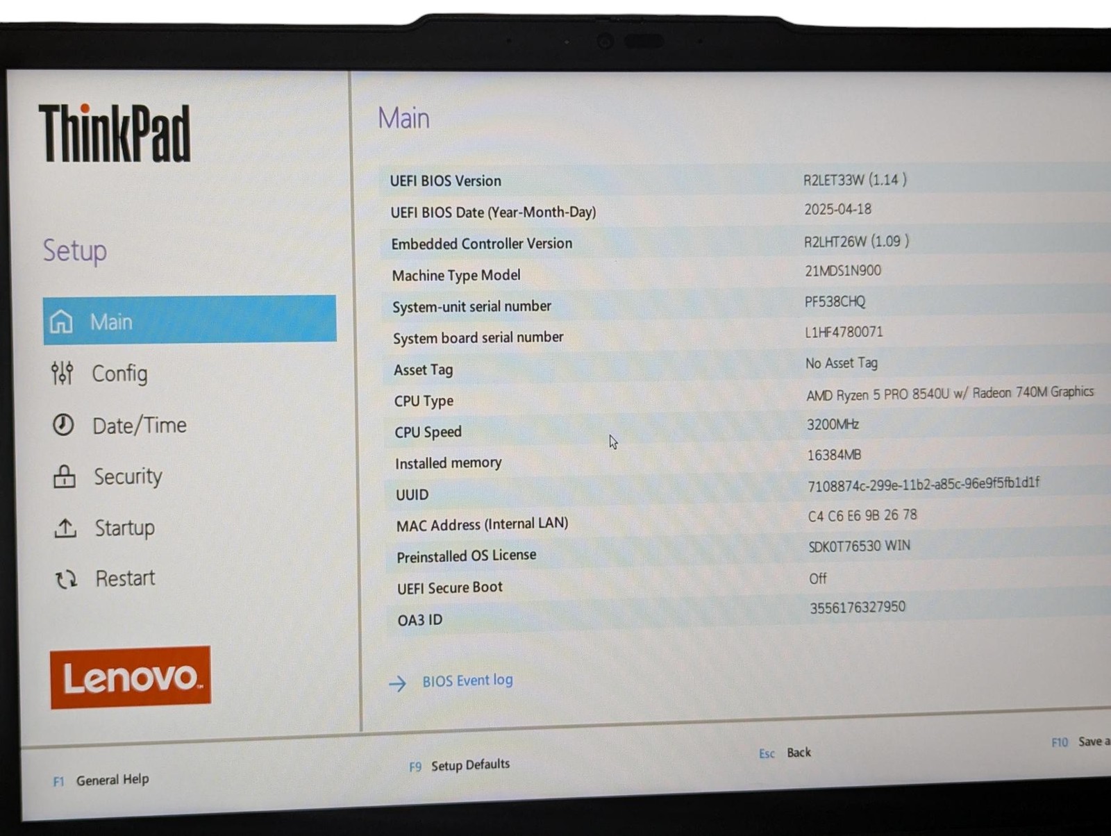 Lenovo ThinkPad T14 GEN 5 AMD Ryzen 5 PRO 16GB RAM 256GB SSD- Grade D