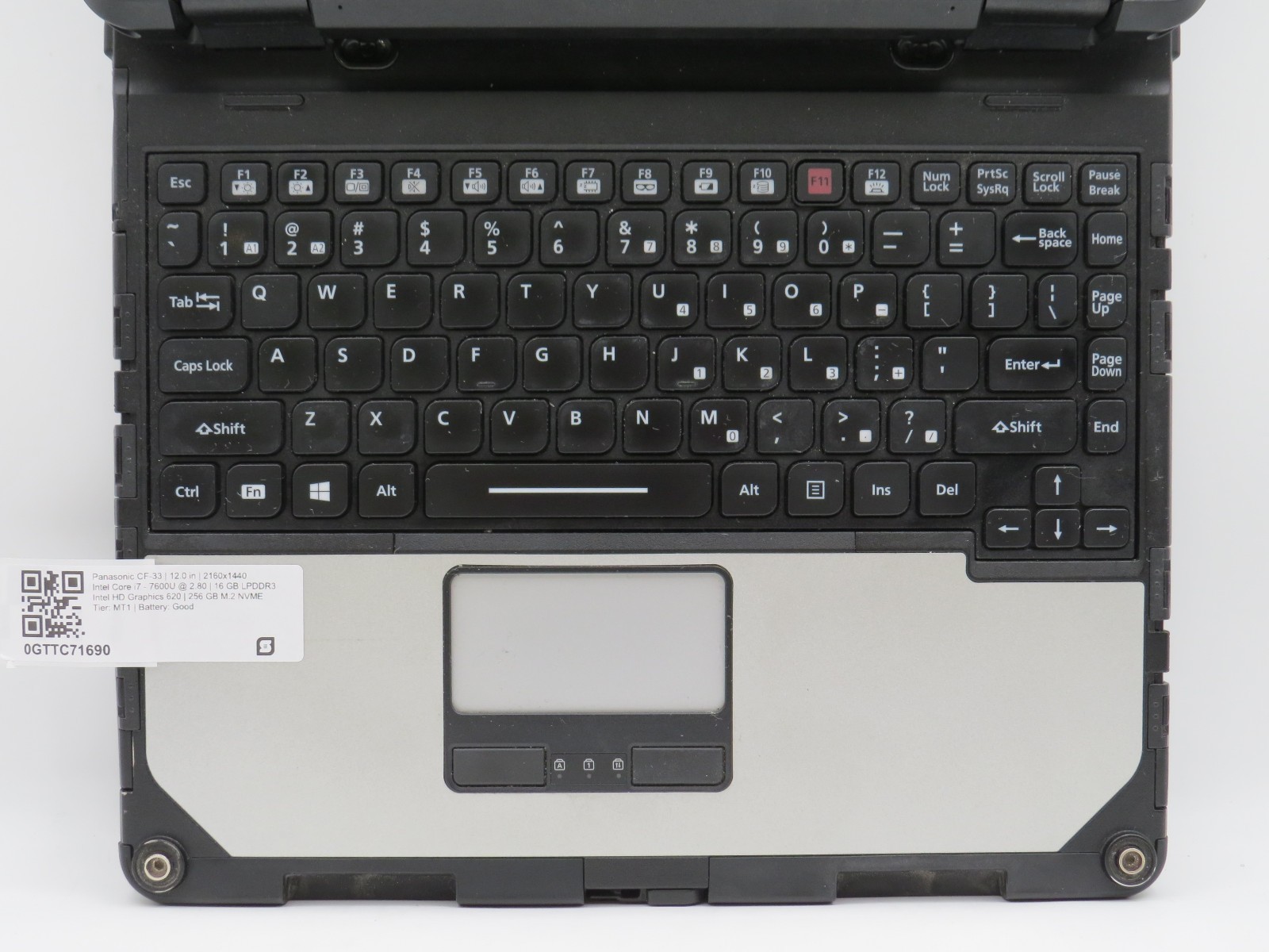 Panasonic CF-33 Toughbook i7-7600U@2.8 | 16/256GB SSD | 12″ Touch | No OS/AC