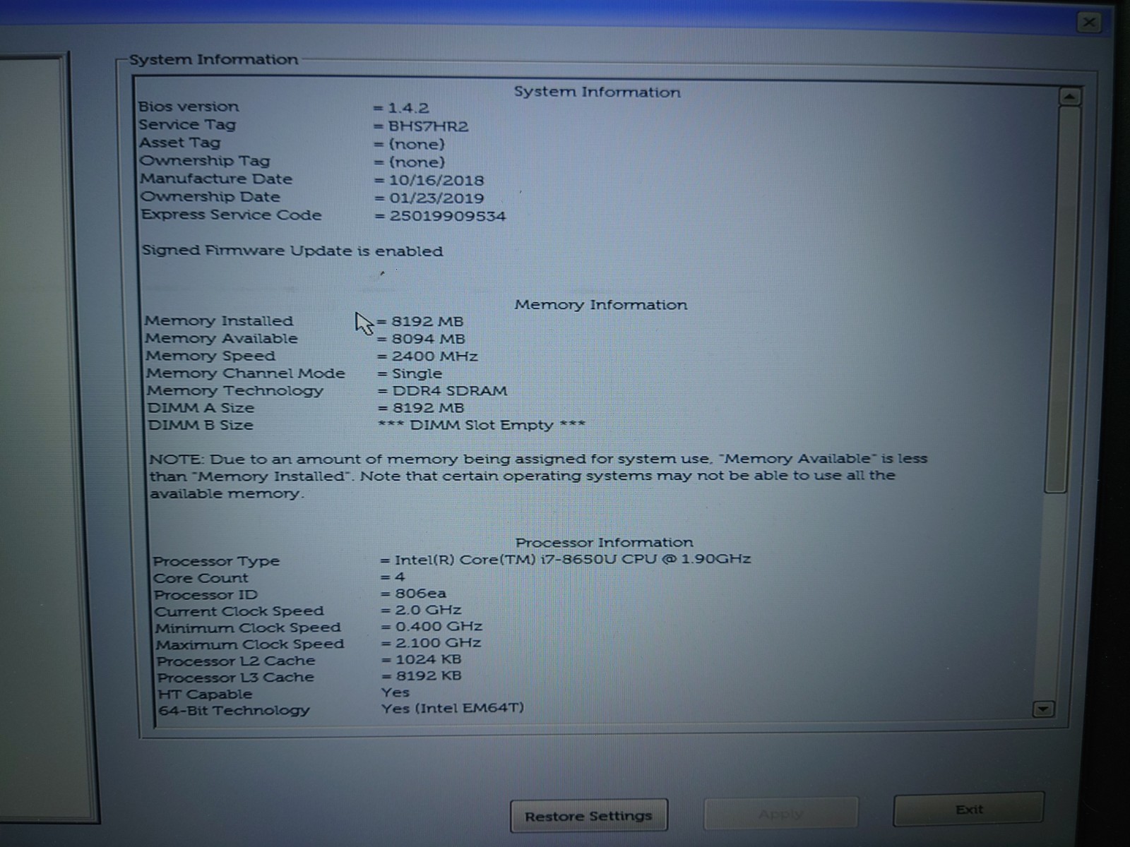 Dell Latitude 5590 15.6″ FHD i7-8650U 8GB RAM No OS/SSD