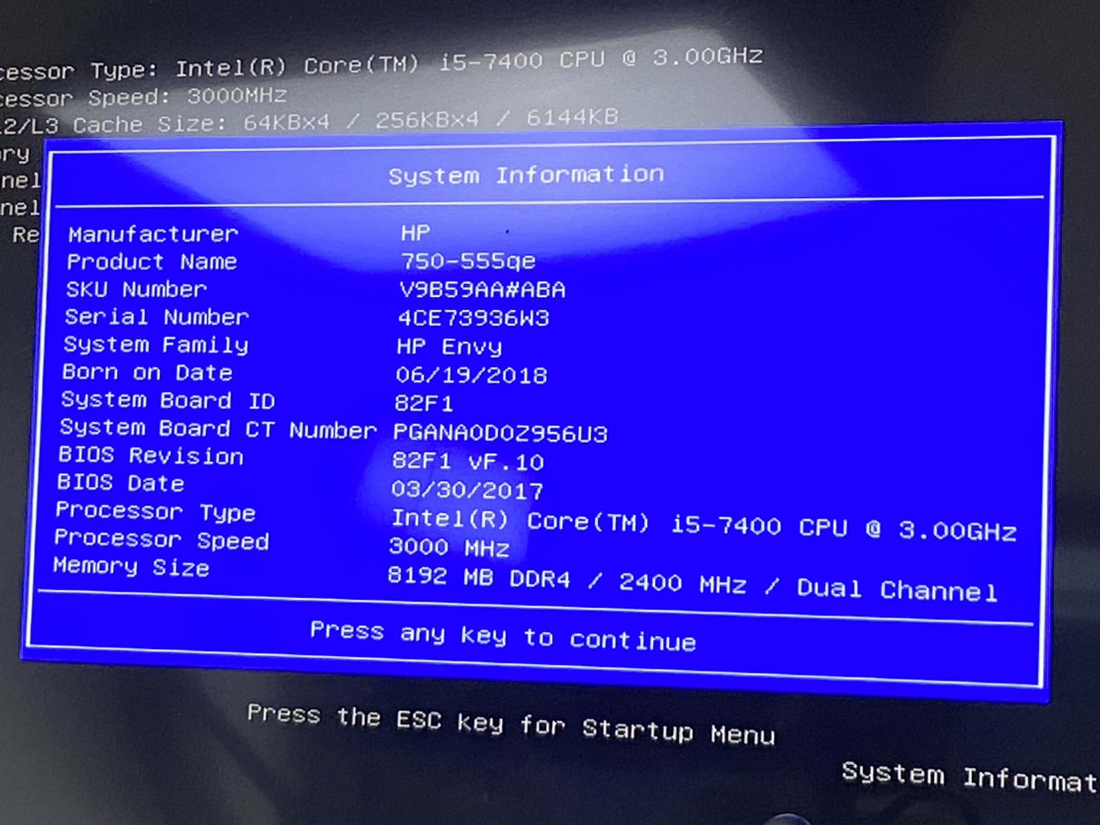 HP 750-555qe Core i5-7400 3GHz 8GB RAM 1TB HDD NO OS Good