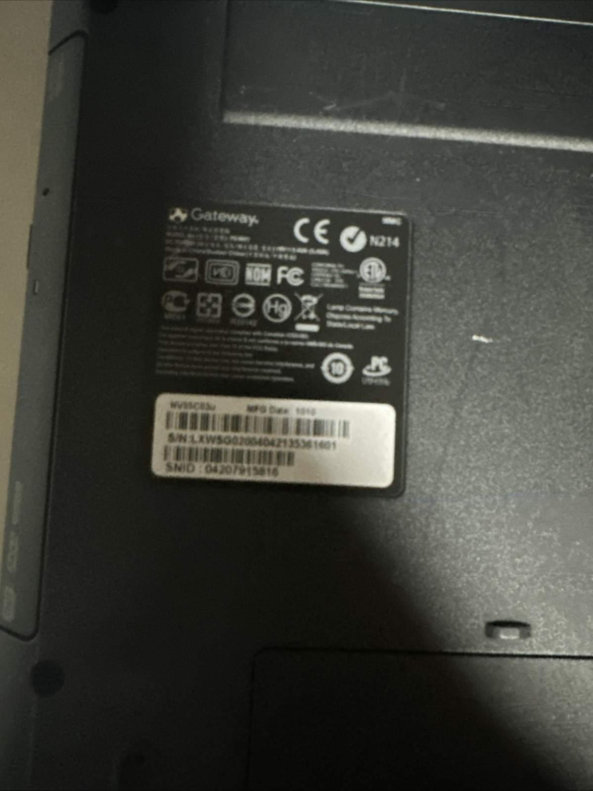 Gateway PEW91 – NV55C03u – 15.5” Laptop – UNTESTED