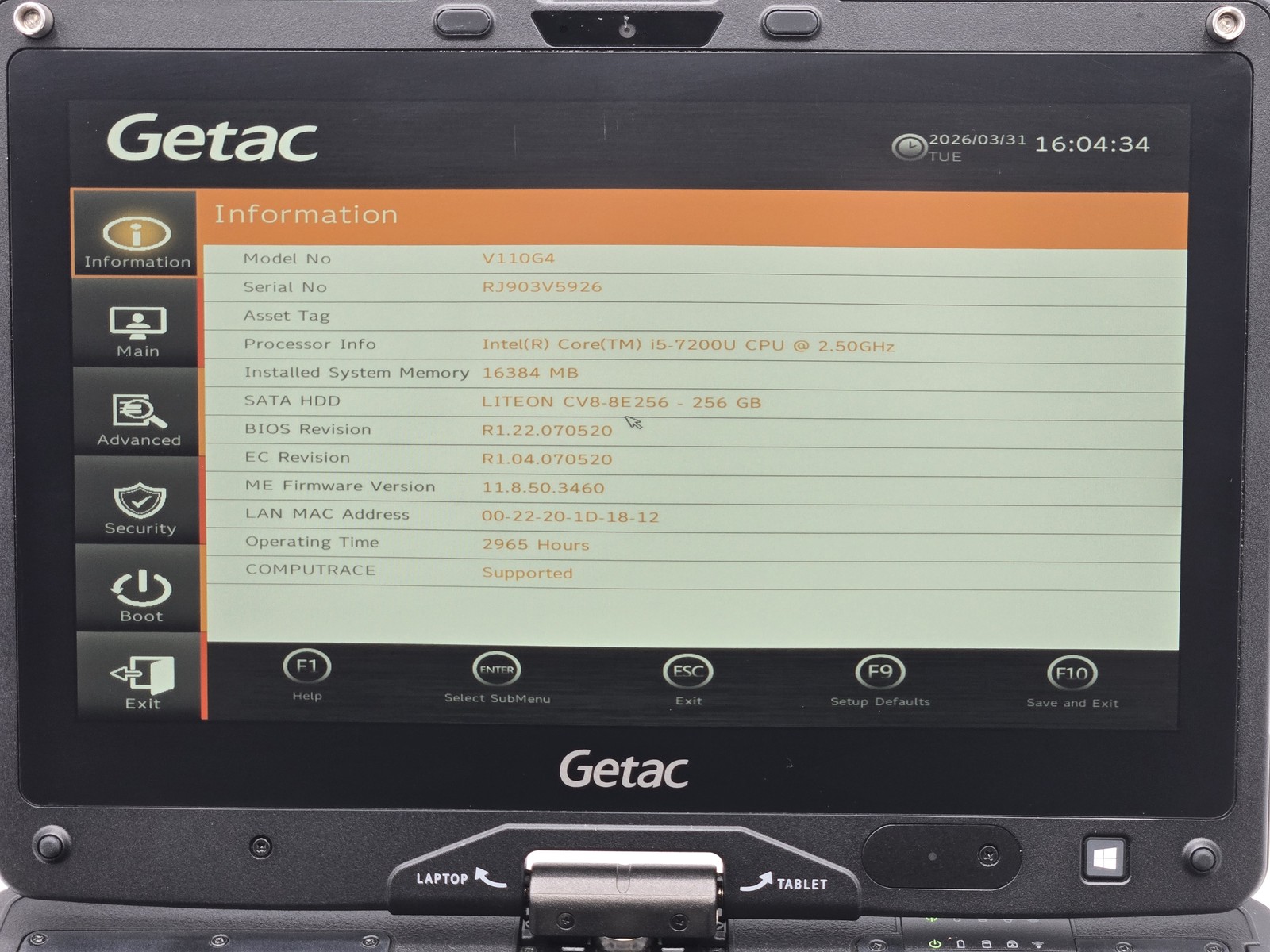 GETAC V110G4 11″ HD Touch I5-7200U 256GB 16GB W10P Webcam Backlit Stylus
