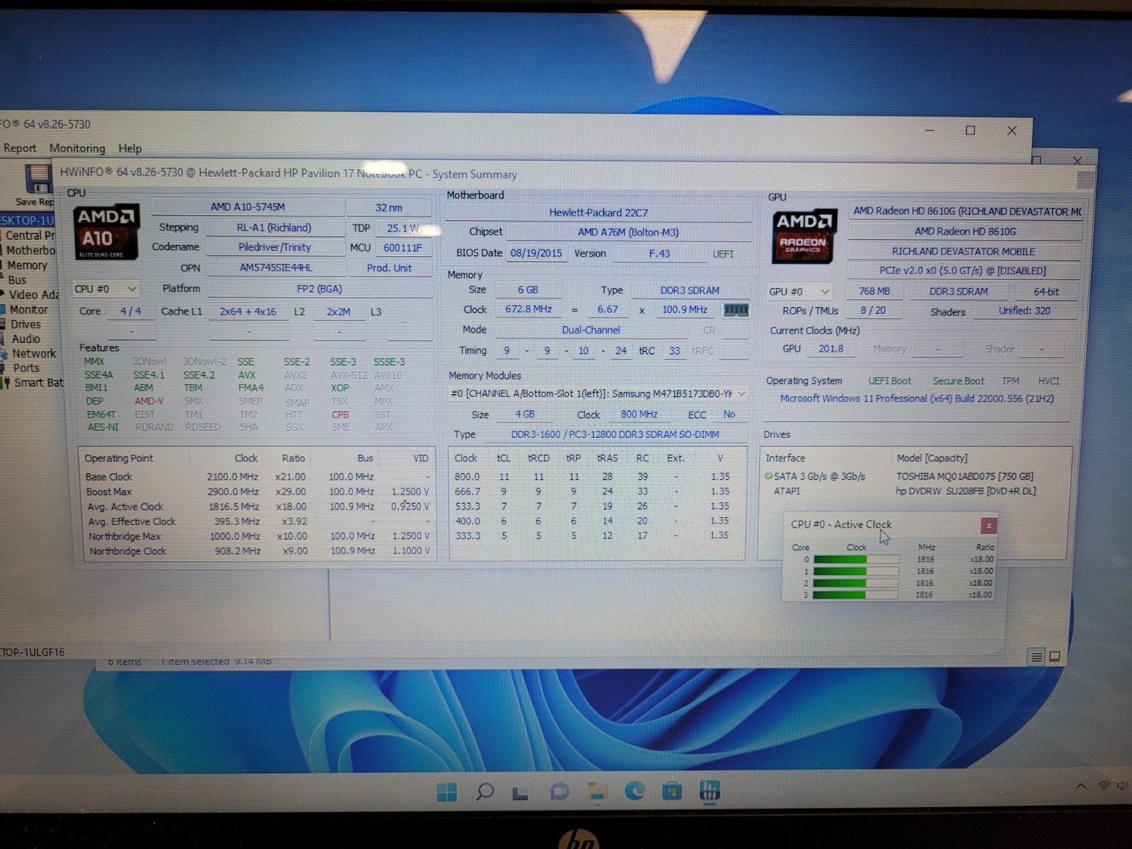 Hp pavilion 17 17.3″amd A10-5745m 2.1ghz 6gb ram 700gb hdd charger 5CD42940KL