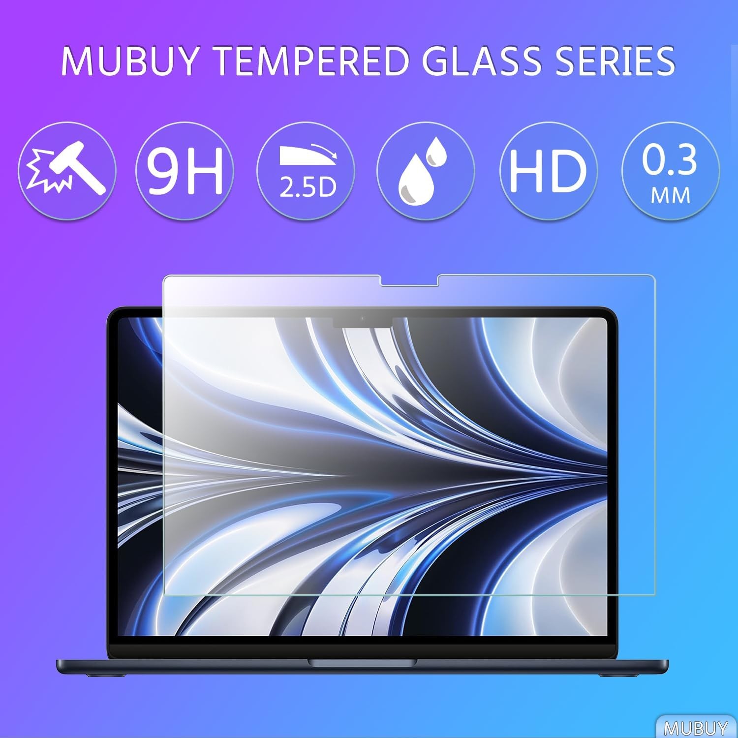 Tempered Glass Screen Protector for MacBook Air 13.6 Inch, Compatible with 2026-
