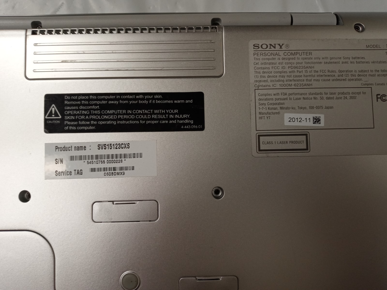 SONY SVS151E1GL VAIO A16 i5-3317U 4GB RAM 0GB HDD laptop Tablet PC NO OS NO AC