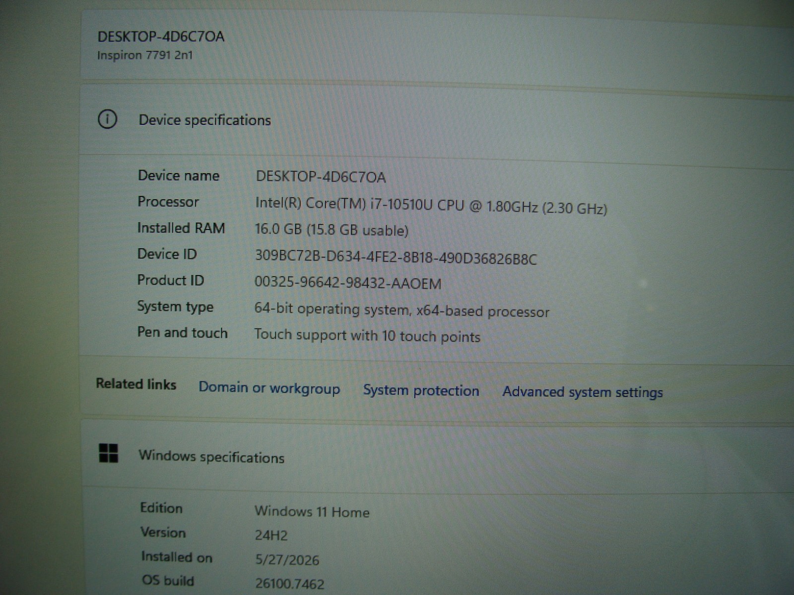 DELL INSPIRON 7791 17″FHD 2-in-1 i7-10510U 1.8GHz 16GB 512GB MX250 2GB Win11Home