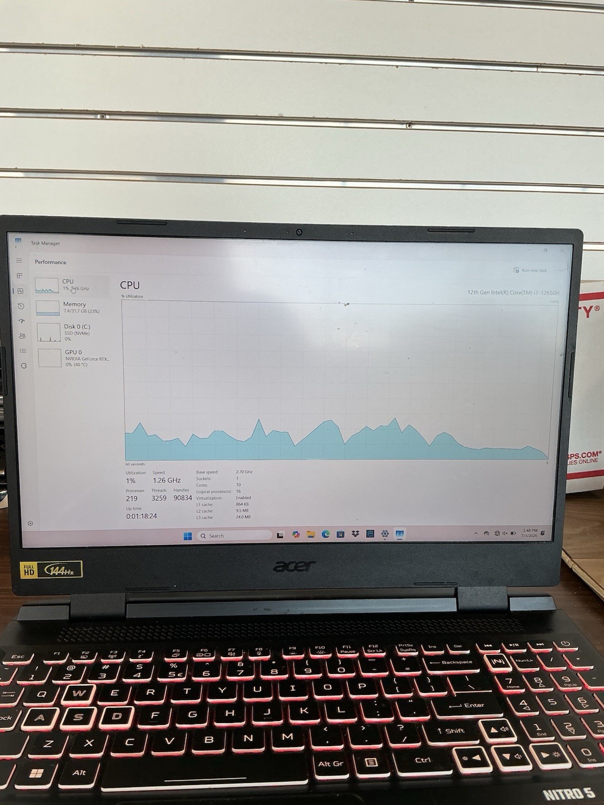 Acer Nitro 5 15.6″ Gaming Laptop i5-12500H RTX 3050 16GB RAM 1 TB SSD Black