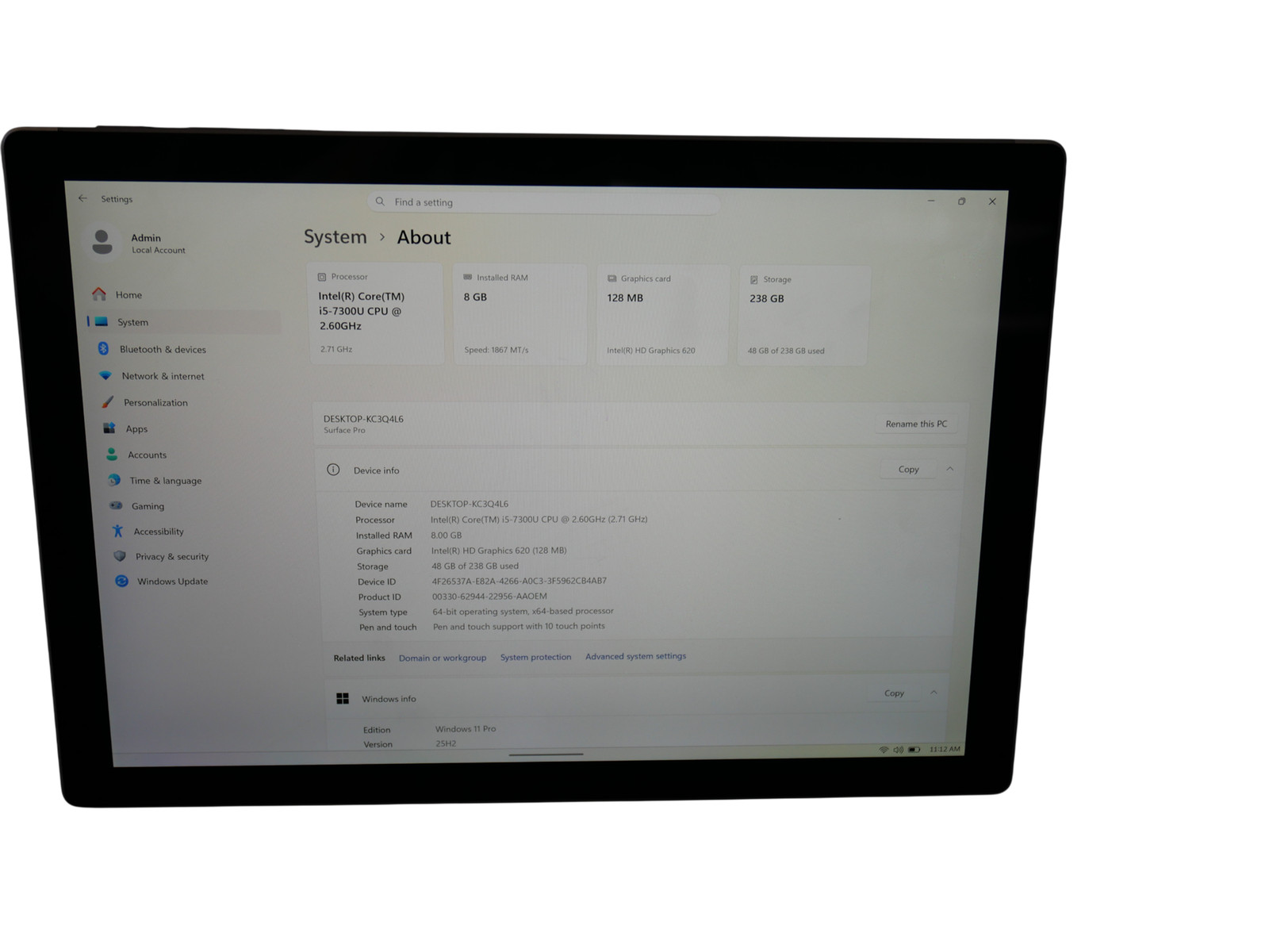 Microsoft Surface Pro 5 1796 Core i5-7300U 2.6GHz 8GB 256GB