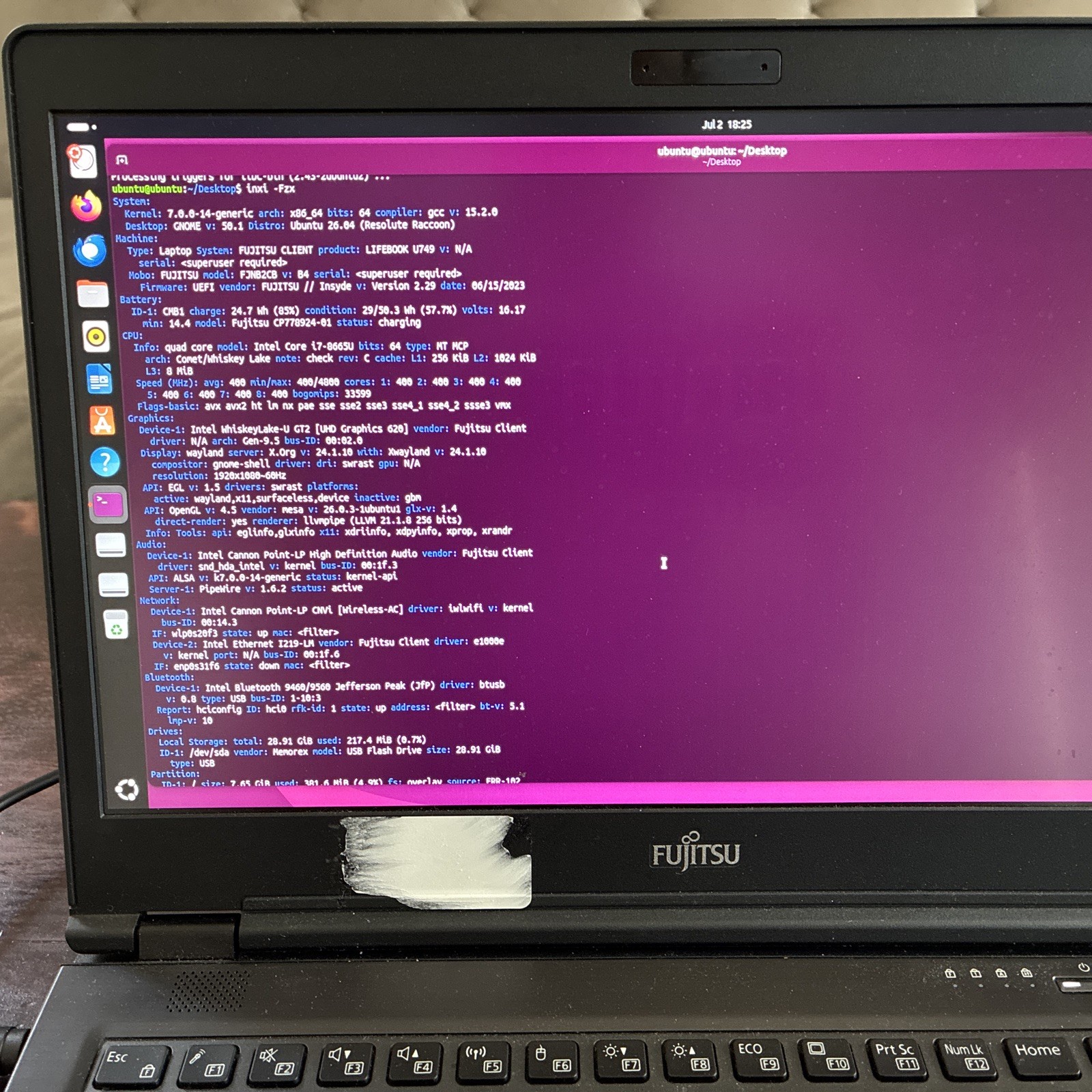 Fujitsu Lifebook U749 14″ i7-8665U 4.80GHz 16GB Ram – No SSD / Read Descrip