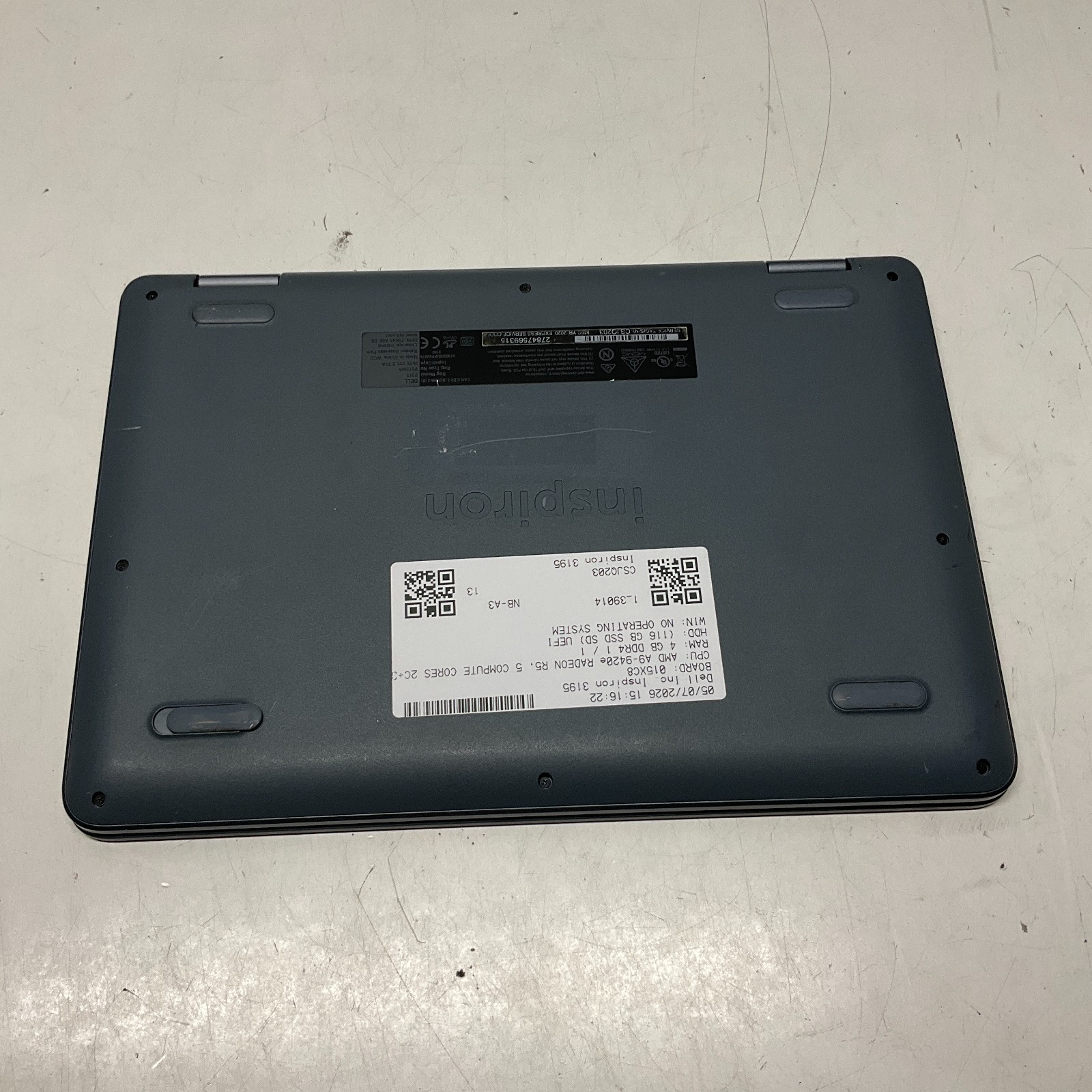Dell Inspiron 3195 – 11.6″ Touch – AMD A9-9420e 4GB 128GB SSD NO OS Laptop READ