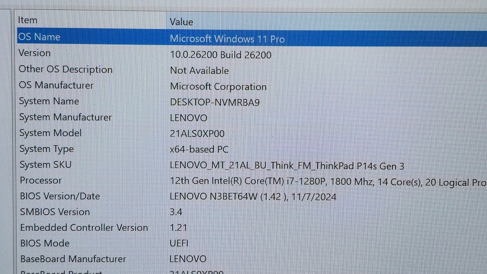 Lenovo ThinkPad P14S Gen 3 Intel i7-1280P 48GB RAM 1TB SSD T550 Touchscreen
