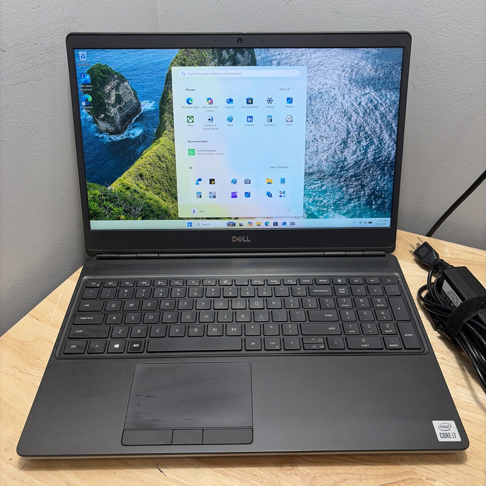 Dell Precision 7550 i7-10750H 2.60GHZ, 512GB SD 32GB NVidia T2000 WCamW11 Cord