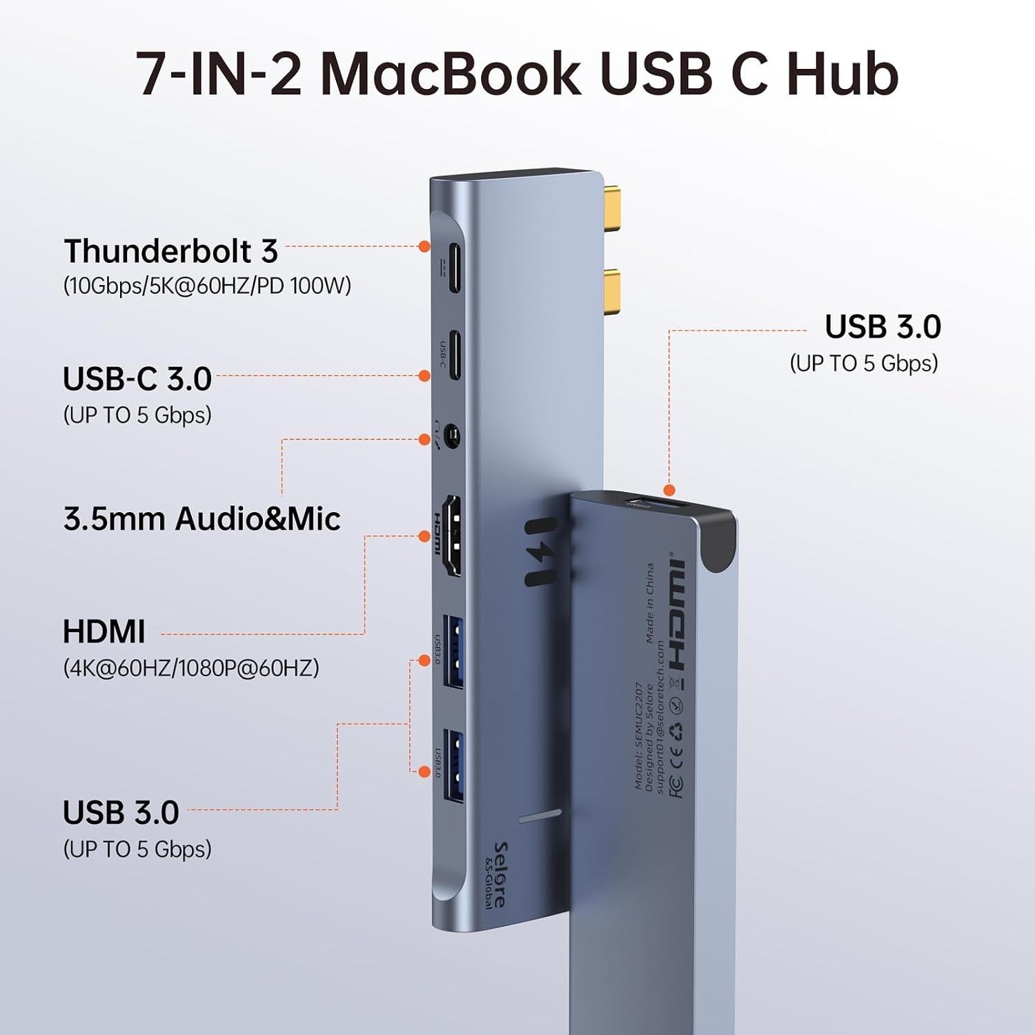USB C Adapter HDMI Hub for MacBook Pro/Air M5 M4 M3 M2 M1 2025-2018 13″ 15″ 16″