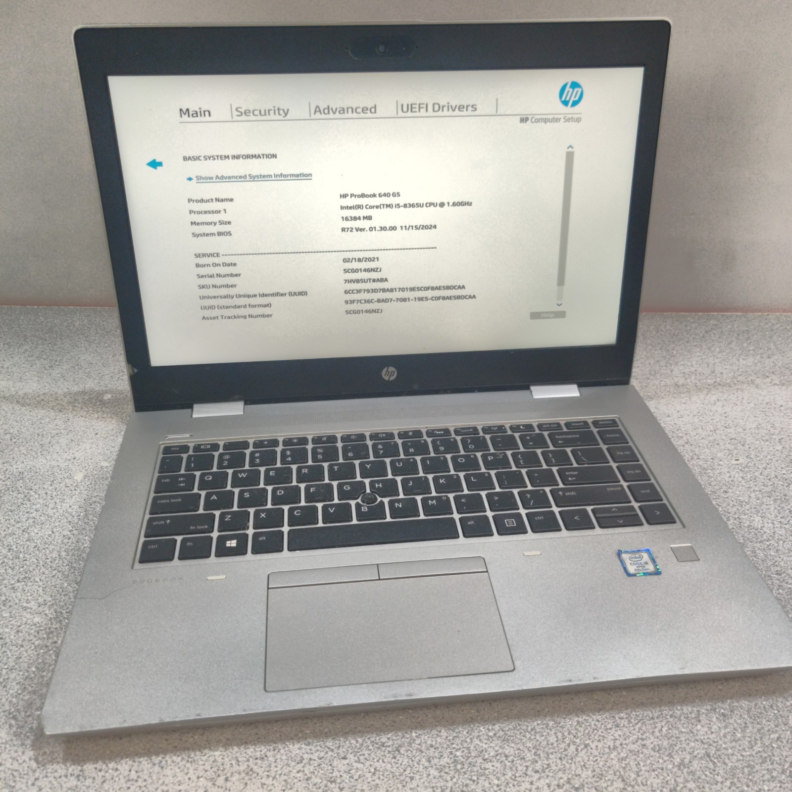 HP ProBook 640 G5 14″ i5-8365U 1.6GHz 16GB RAM NO SSD/OS/AC *READ FOR PARTS