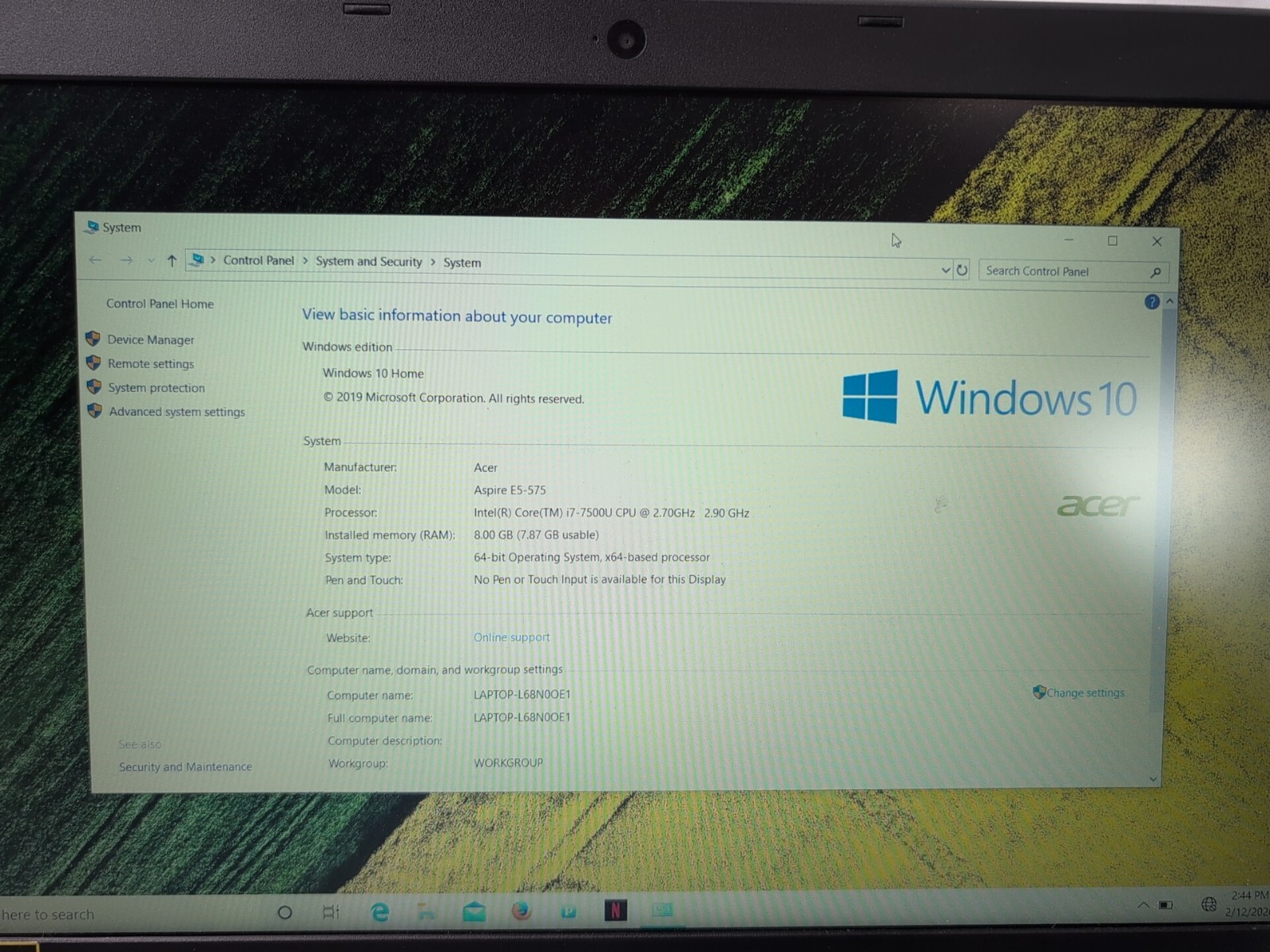 Acer Aspire E15 15.6″ Intel i7 2.7 GHz 1TB + 256GB SSD 8GB RAM Win10 A+ Clean
